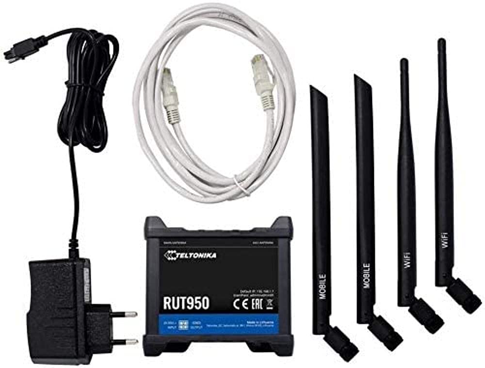Teltonika RUT950 Industrial 4G LTE WiFi Router with Dual SIM, VPN & Hotspot | Verizon/AT&T/T-Mobile Compatible | Automatic Failover & WAN Backup | Ideal for Remote Work, IoT & Industrial Applications