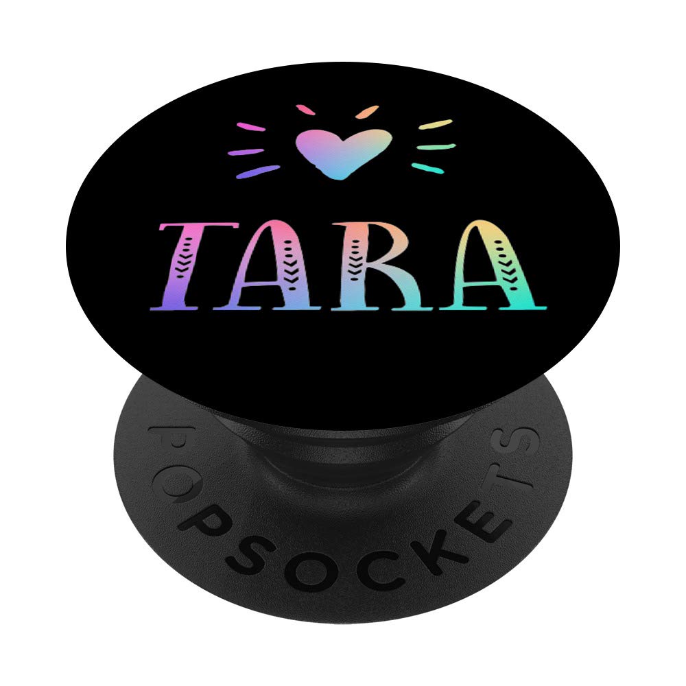 Tara Gift Heart Rainbow Watercolor Love Name Tara PopSockets PopGrip - Swappable Phone Grip for iPhone, Samsung & Tablets | Perfect for Valentine's Day Gifts, Birthday Presents & Everyday Use
