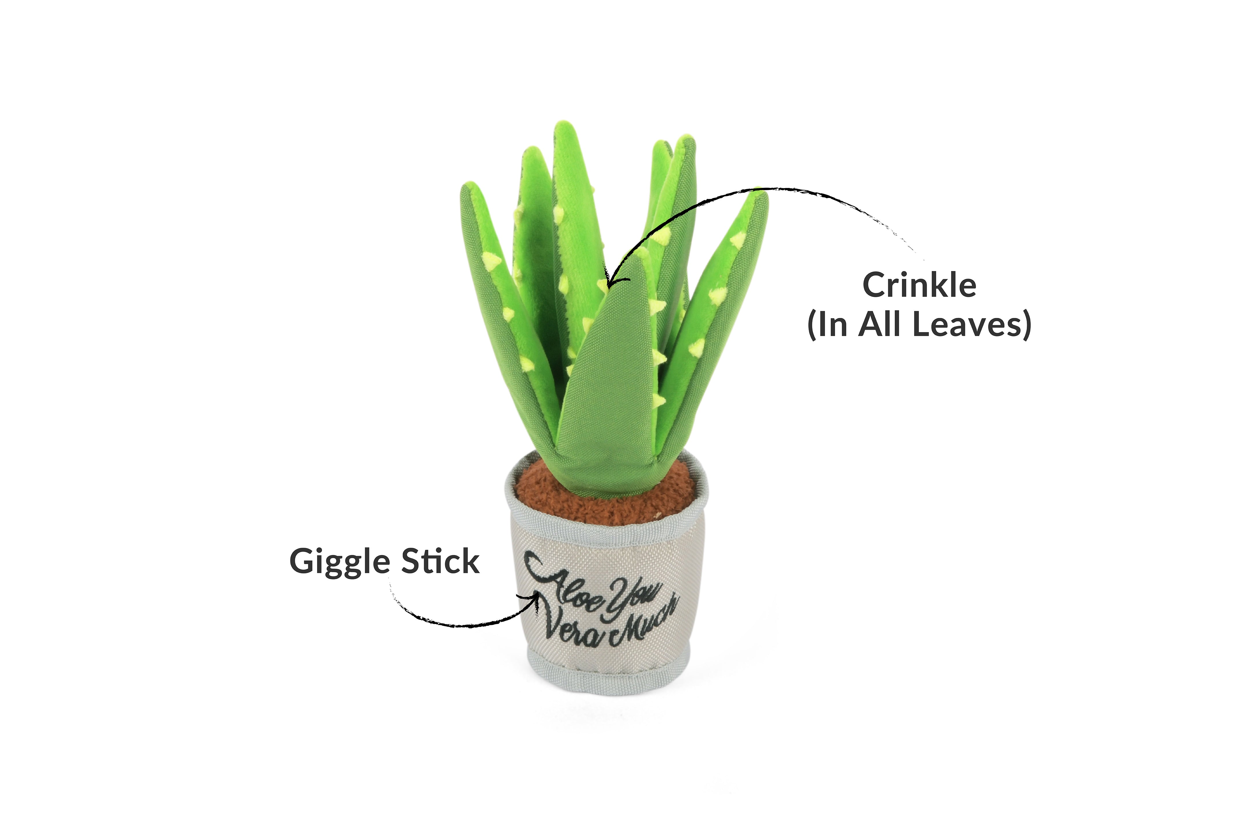 La Planta Aloe ve You Dog Plush Toy - Blooming Buddies™ Chew-Resistant Squeaky Stuffed Animal for Puppies & Dogs | Pet P.L.A.Y. | Perfect for Indoor Play, Training Rewards & Anxiety Relief