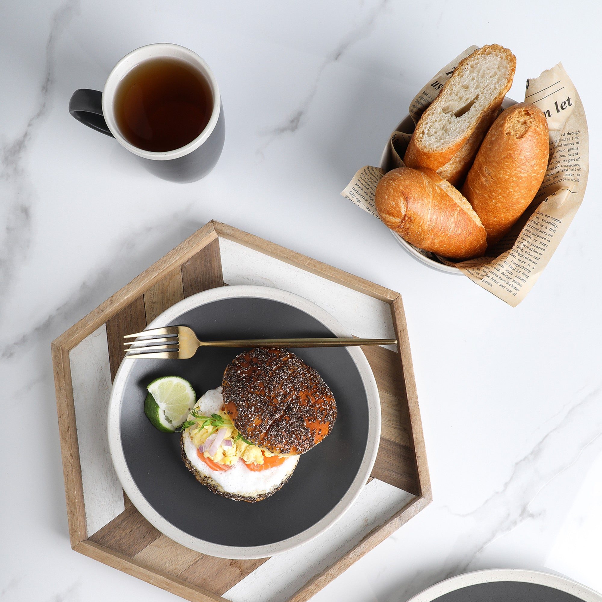Serenity Stoneware Salad Plate - Dark Gray and Cream - Elegant Dinnerware for Everyday Meals and Special Occasions