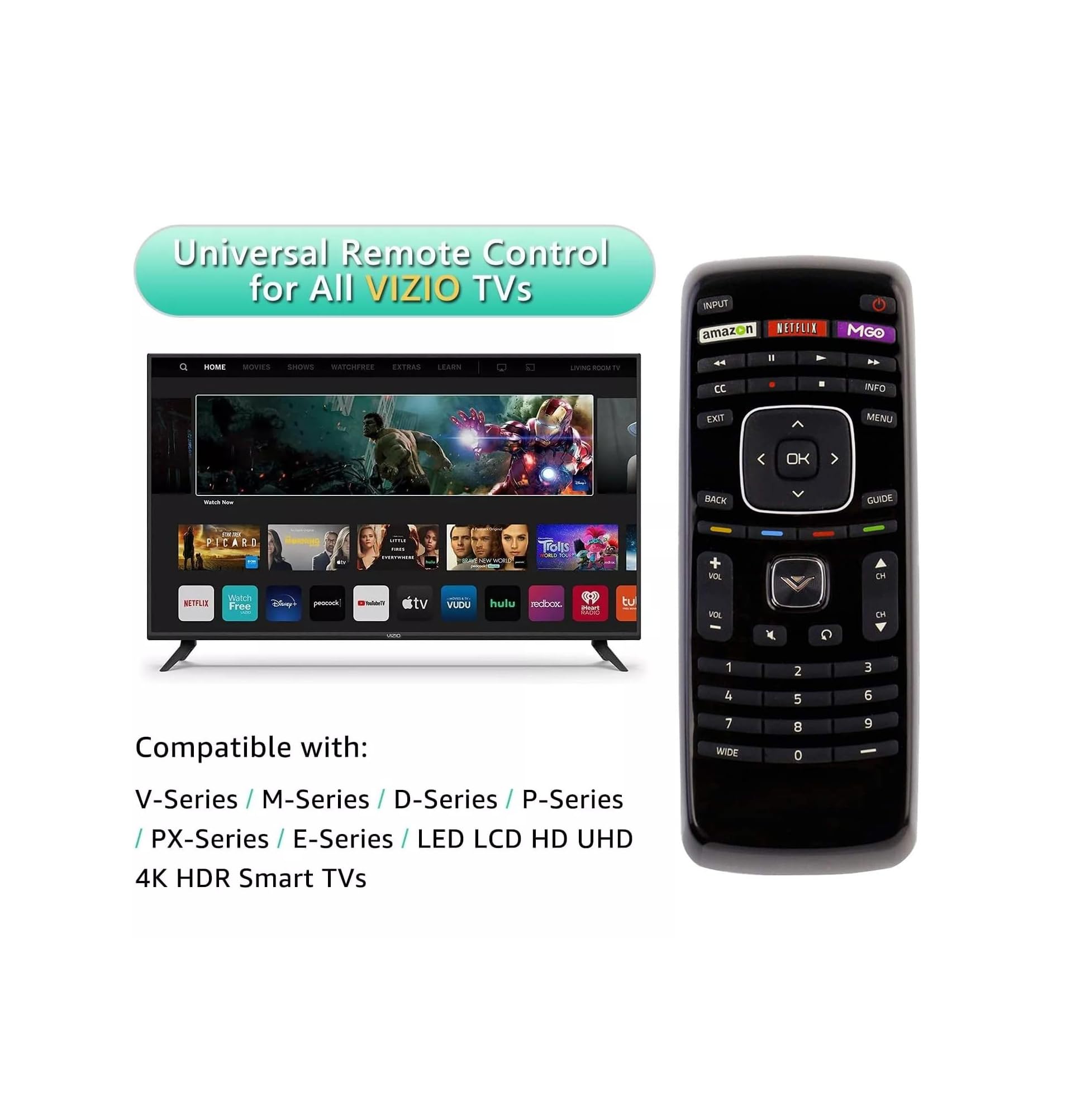 Universal VIZIO TV Remote Control - Compatible with All VIZIO Smart TVs & Devices | Official Replacement with 1-Year Warranty | Perfect for Living Room, Bedroom & Home Theater Setup