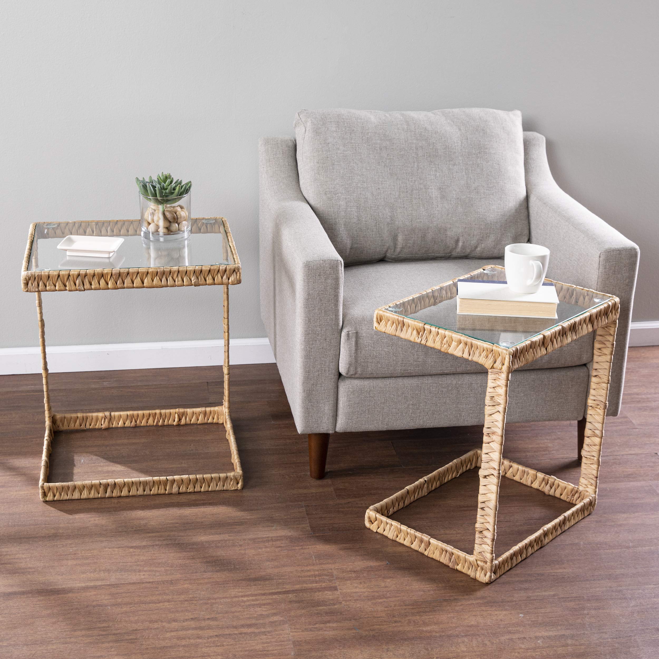 SEI Furniture Ismaya C Tables - Natural Wood Side Tables for Living Room, Bedroom, or Office - Modern Standard End Tables with Sturdy Design