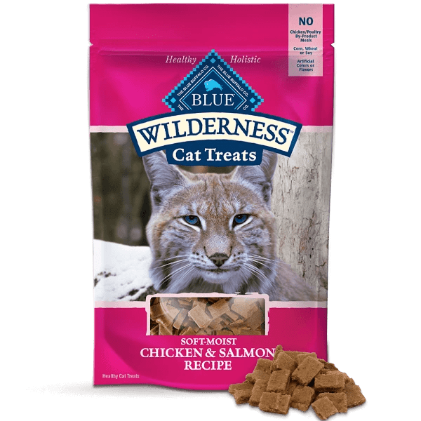 BLUE Wilderness Soft Moist Cat Treats with Chicken & Salmon - Grain-Free, High-Protein Snacks for Cats - Perfect for Training, Rewards & Bonding with Your Feline Friend