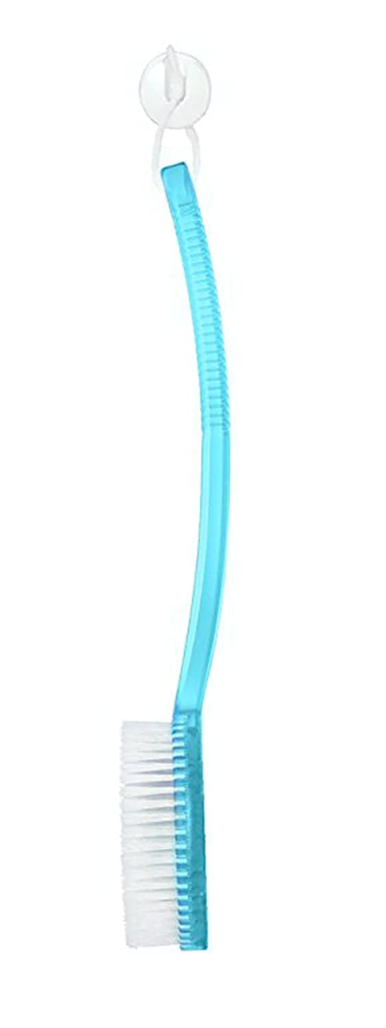 Soft Bristle Back Shower Brush with Long Handle - Exfoliating & Cleansing Body Scrubber for Hard-to-Reach Areas - Perfect for Back Acne, Dry Skin & Spa Relaxation (Blue)