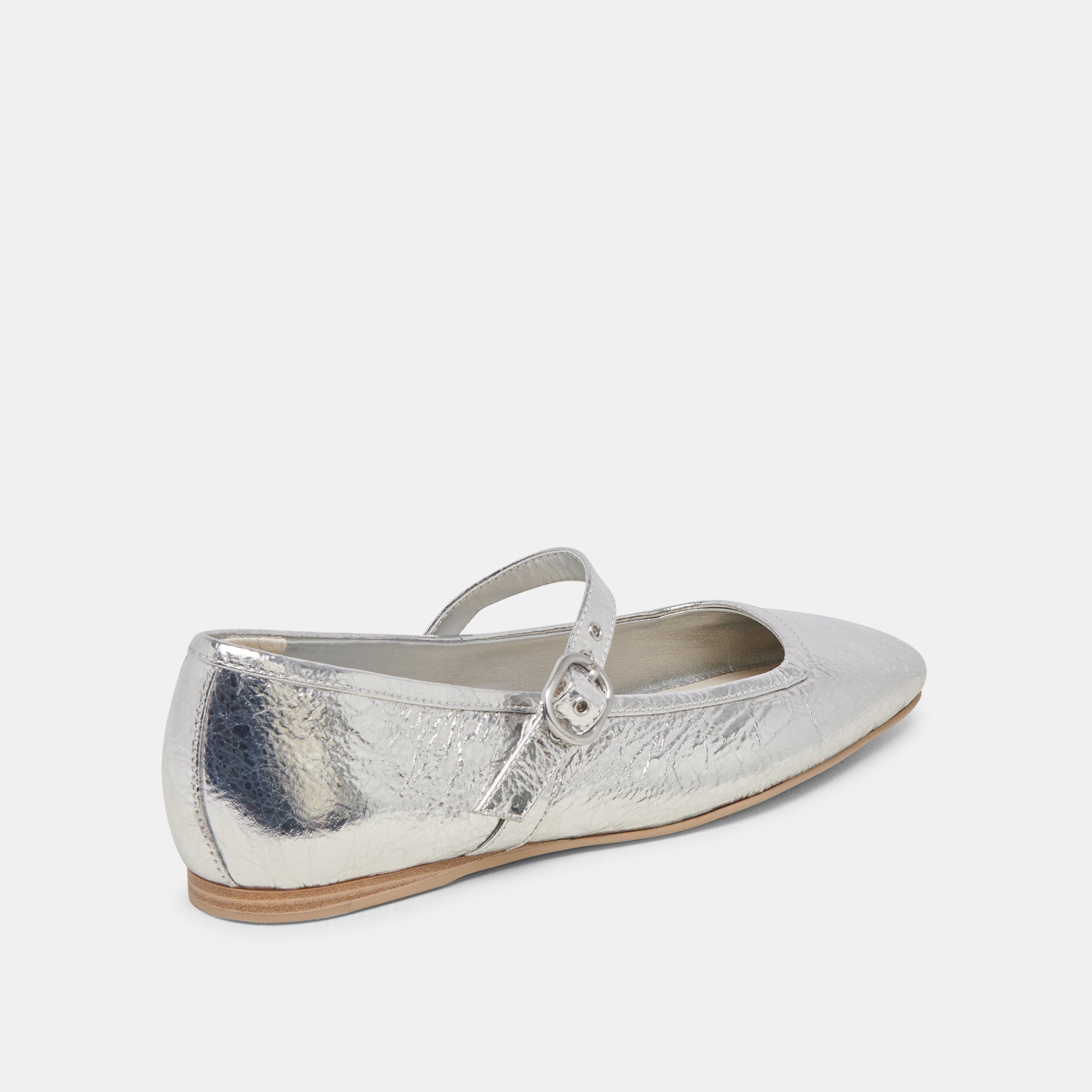 RODNI Women's Ballet Flats - Silver Distressed Leather Comfortable Slip-On Shoes for Casual Wear & Work