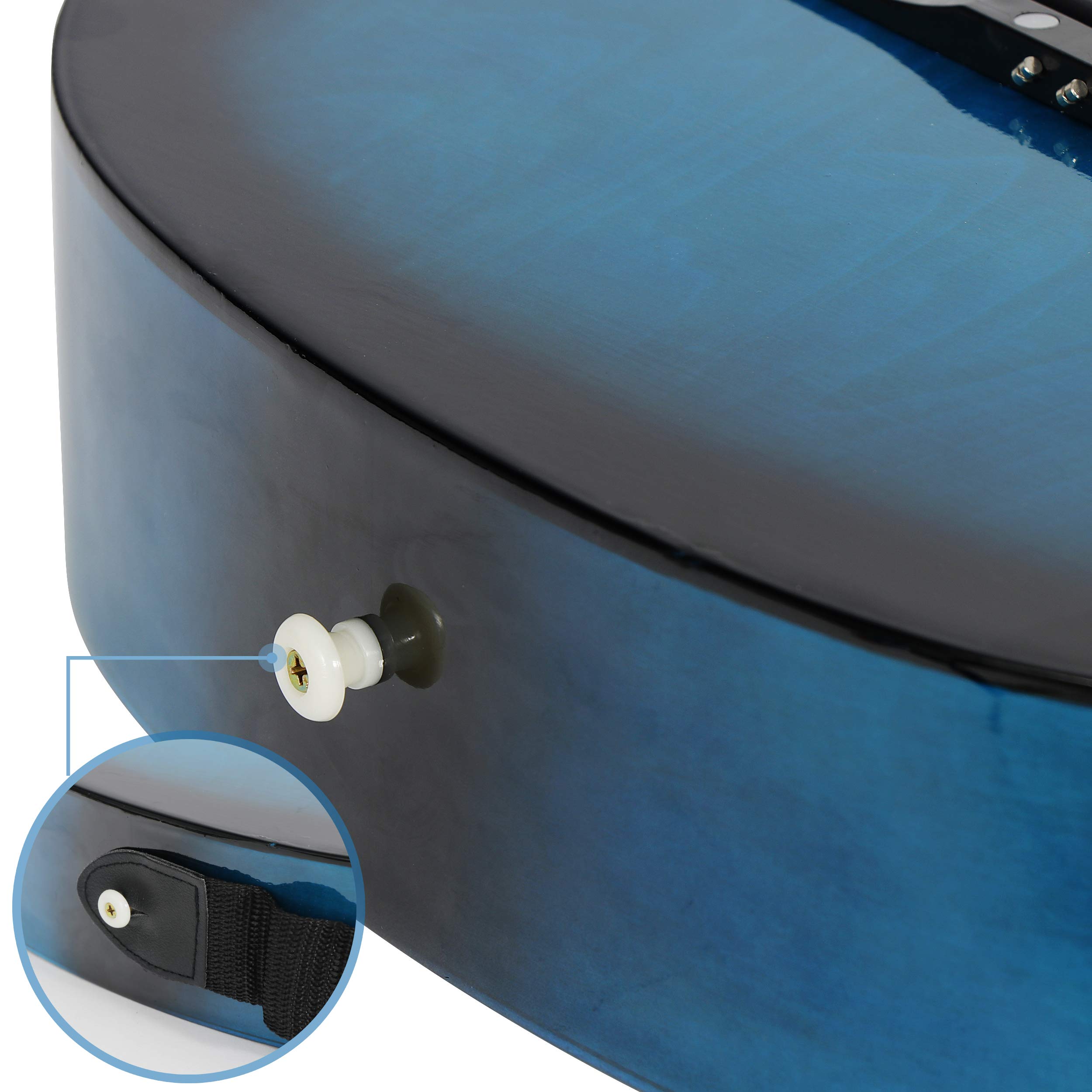 38-inch Kids Beginner Wood Acoustic Guitar Right-Handed with Pitch Pipe, Gig Bag, Extra Nylon Strings & Pick - Perfect for Kids, Girls, Boys & Beginners (Blue) - Ideal for Music Lessons, Home Practice & Gift Giving