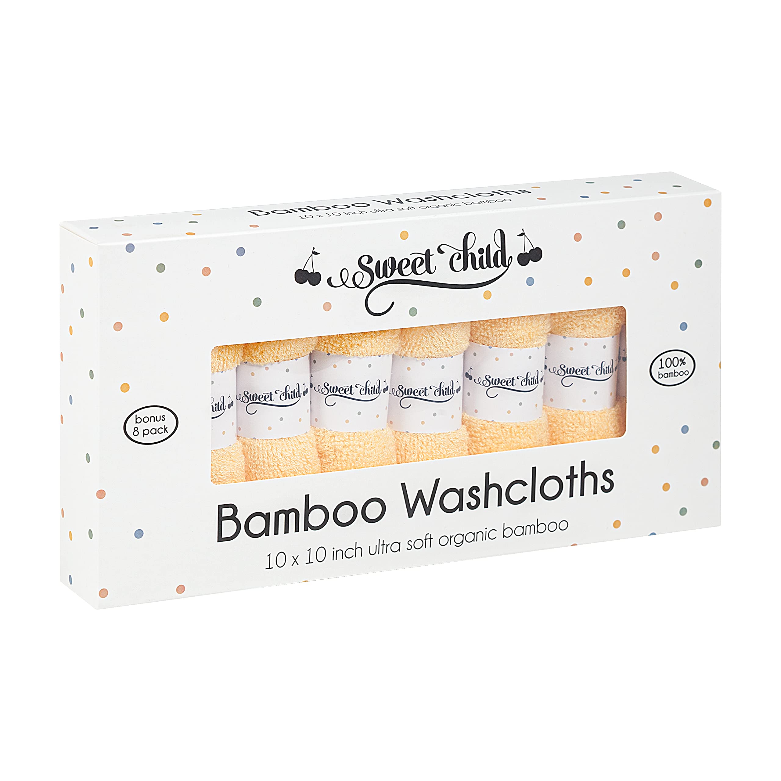 8-Pack Super Soft Rayon Baby Washcloths for Newborns, Infants & Kids - Gentle Bath Towels for Face and Body Care (Yellow) | Perfect for Bath Time, Diaper Changes & Sensitive Skin Care