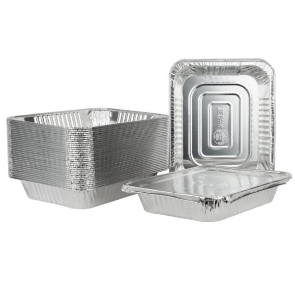50 Sets of 9x13 Inch Deep Aluminum Baking Pans with Lids - Heavy Duty Disposable Roasting Pans for Catering, Parties & Meal Prep - Perfect for Thanksgiving, Christmas & Large Gatherings