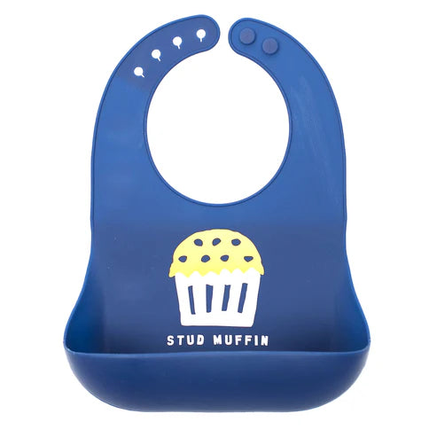 Stud Muffin Silicone Baby Bib - Durable & Waterproof Feeding Bib for Toddlers - Perfect for Messy Mealtime & Easy Cleaning