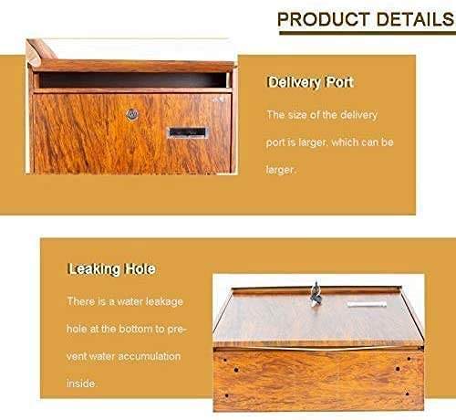 Large Wooden European Style Letterbox - 14x3.9x12.4 Inch Mailbox for Home & Garden - Durable Outdoor Post Box with Weatherproof Design - Perfect for Houses, Apartments & Office Buildings