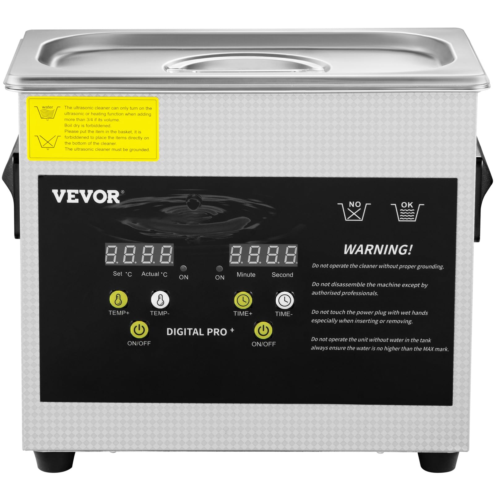 VEVOR 3L Ultrasonic Cleaner with Heater & Timer - 200W Heating & 120W Ultrasonic Power for Jewelry, Glasses, Watches, Dental Tools - Professional Digital Lab & Home Cleaning Solution for Delicate Items