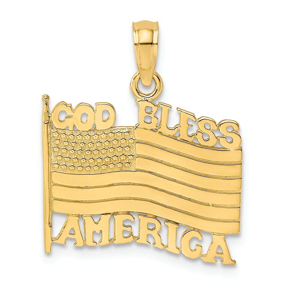 14K Yellow Gold God Bless America Flag Charm Pendant - FJC Finejewelers - Patriotic Jewelry for Memorial Day, 4th of July & Everyday Wear