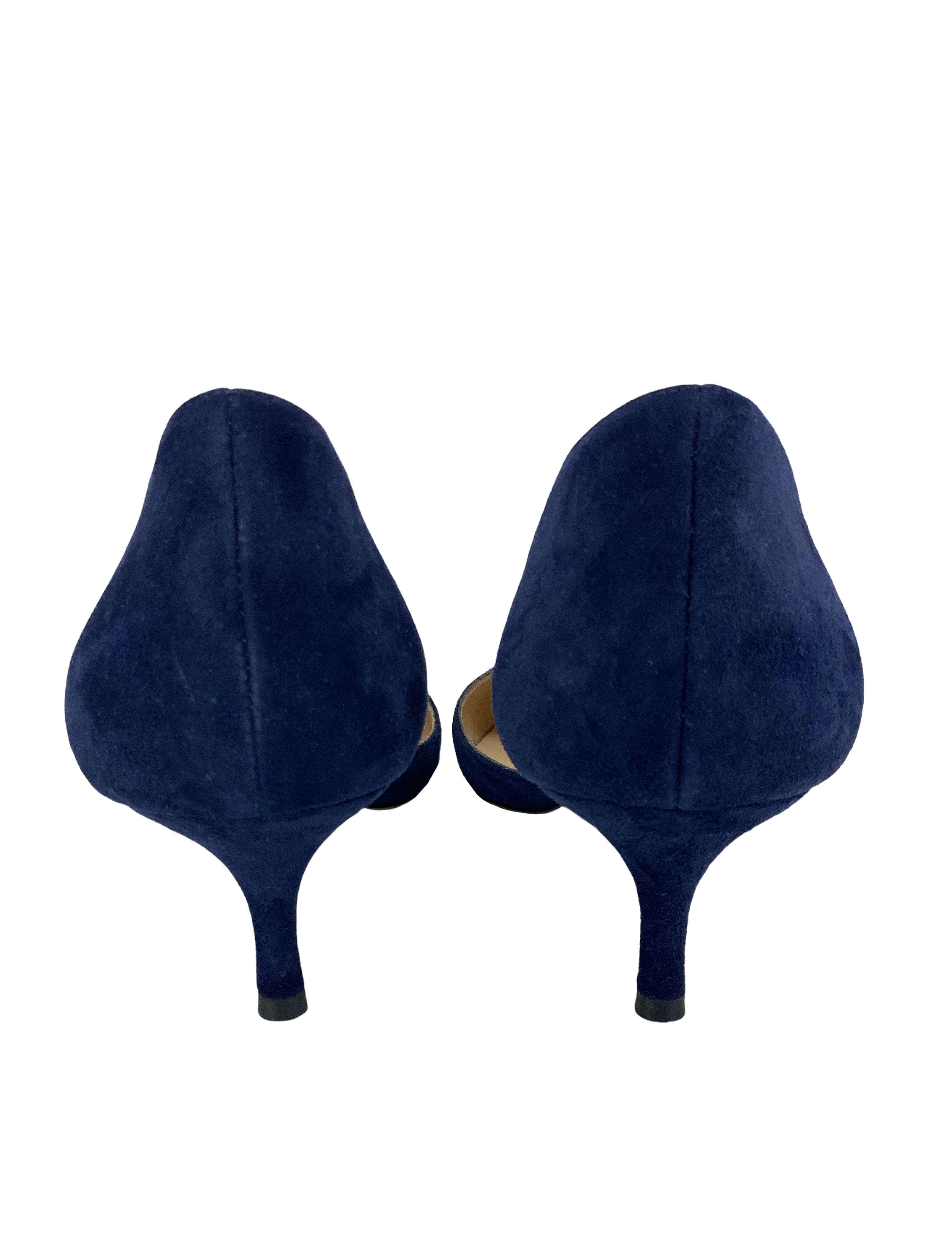 MANOLO BLAHNIK Collina Suede Half d'Orsay Pumps Women's Size 8 | Luxury Designer Heels for Weddings, Parties & Special Occasions