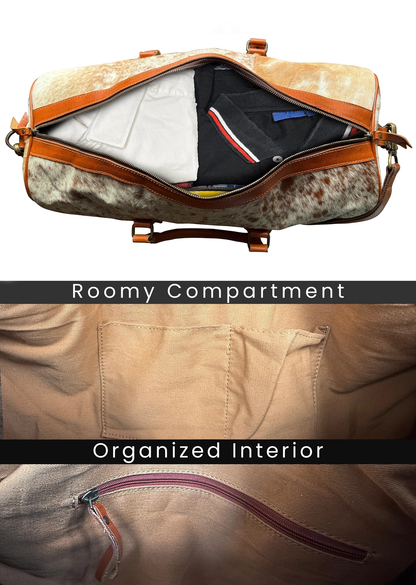 Premium Leather Duffle Bag for Men & Women - Waterproof Travel Overnight Weekender Gym Bag - Perfect for Business Trips, Gym, Weekend Getaways & Air Travel