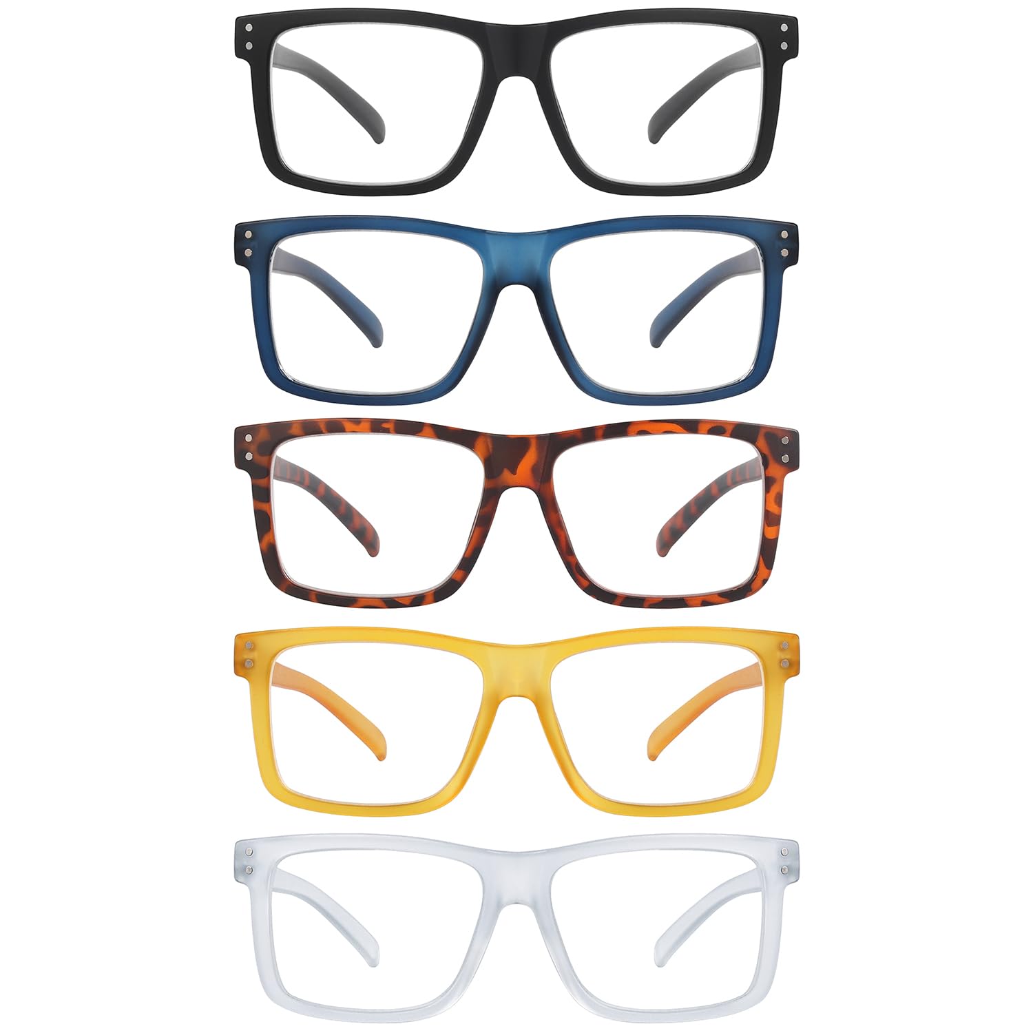 **1.75 Magnification Oversized Reading Glasses for Men & Women – 5 Pack Spring Hinge Cheaters – Perfect for Reading, Crafts & Computer Work**
