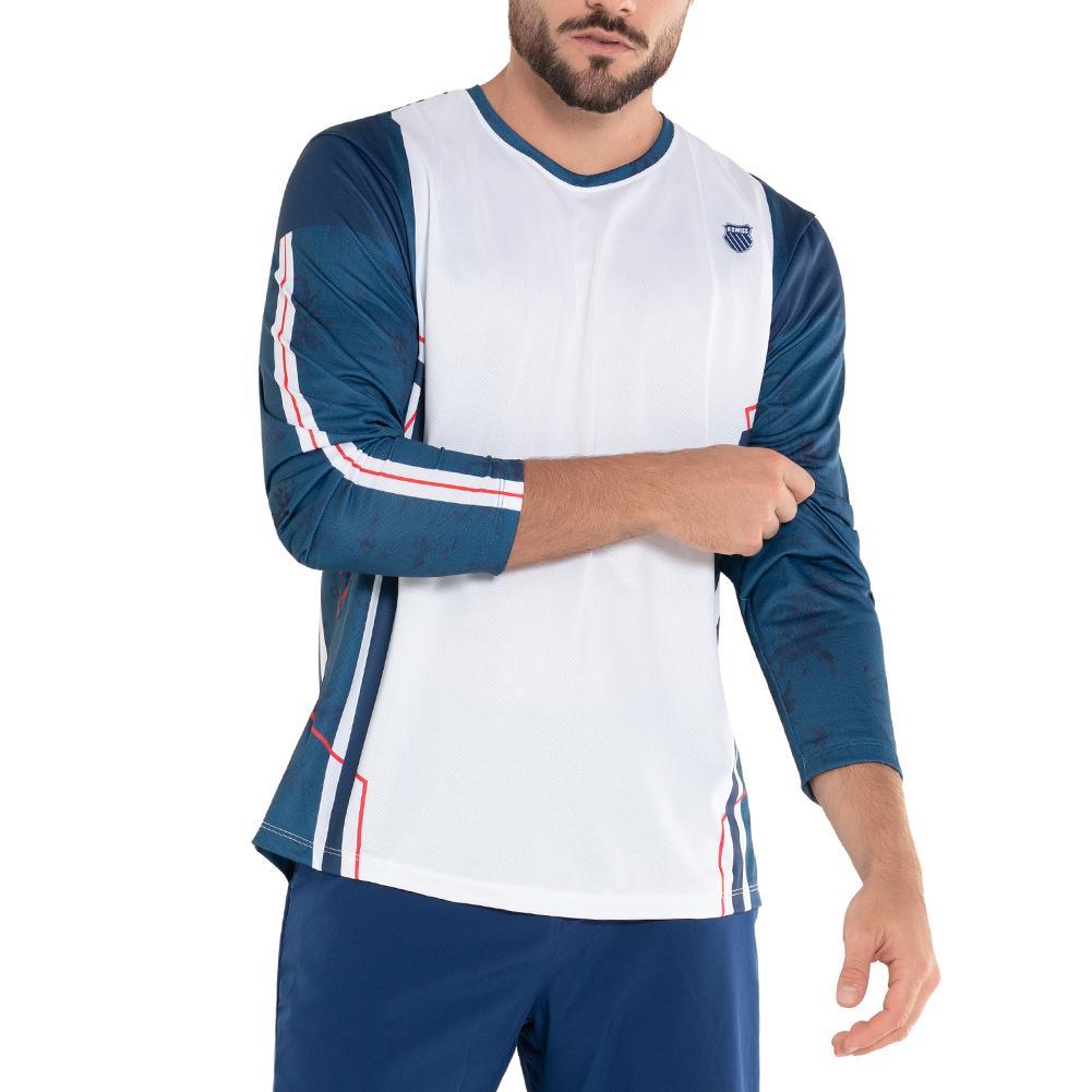 Men's New Era Tennis Performance Long Sleeve Shirt - Moisture Wicking White Athletic Top for Training & Casual Wear