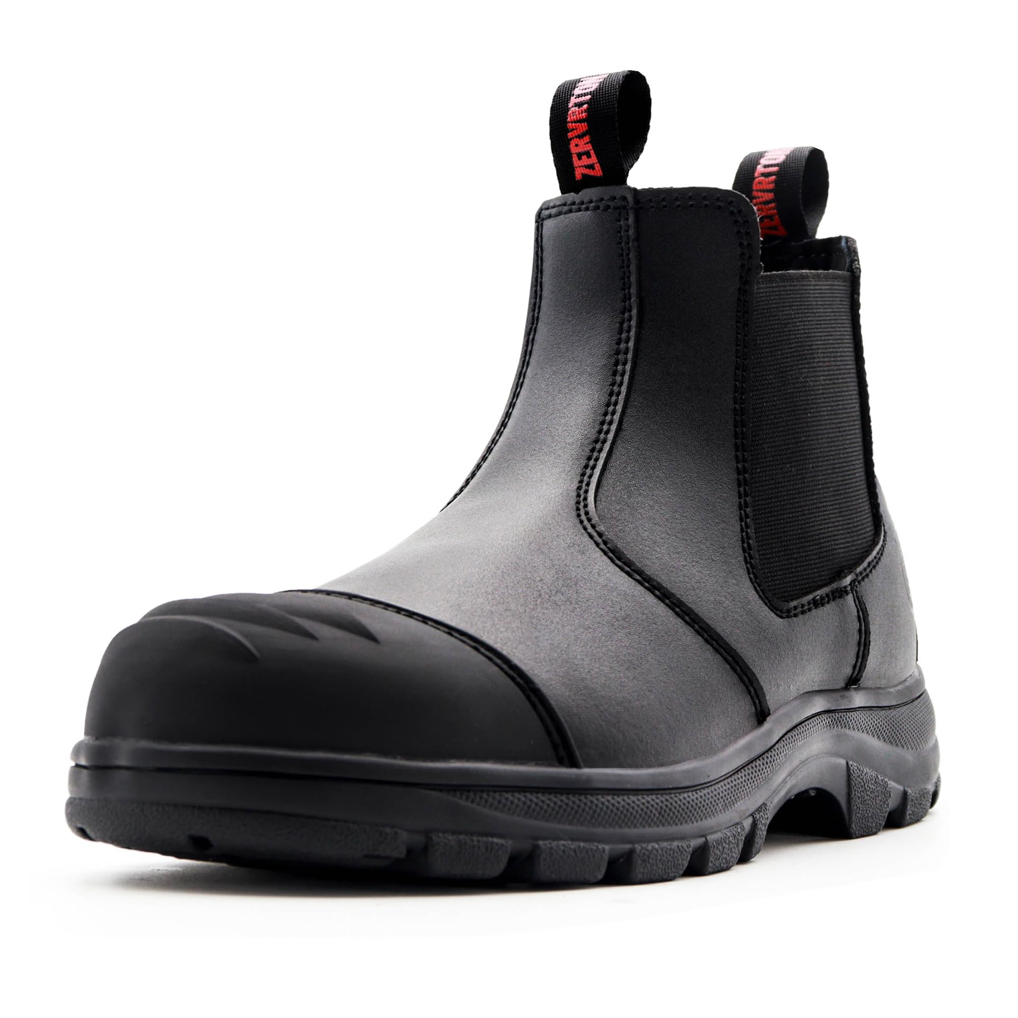 ZERVRTON Men's Steel Toe Work Boots - Slip On Safety Shoes for Industrial & Construction Workers - Waterproof, Non-Slip, Lightweight & Comfortable - Perfect for Warehouse, Factory & Outdoor Job Sites