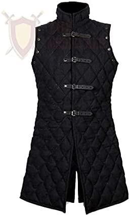 Medieval Gambeson Jacket Vest - Thick Padded Sleeveless Aketon Armor Coat | 100% Cotton Fabric | SCA LARP Costume | Perfect for Renaissance Fairs, Historical Reenactments & Cosplay