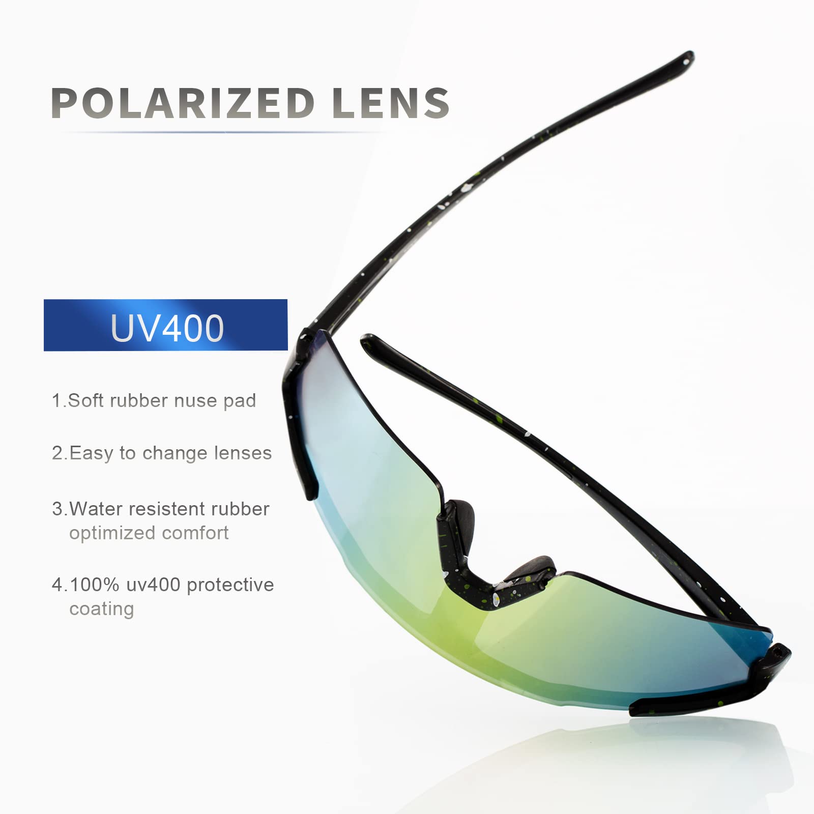 Polarized Sports Sunglasses for Men & Women - UV Protection Cycling, Running, Golf & Fishing Glasses - Perfect for Outdoor Activities & Athletic Performance