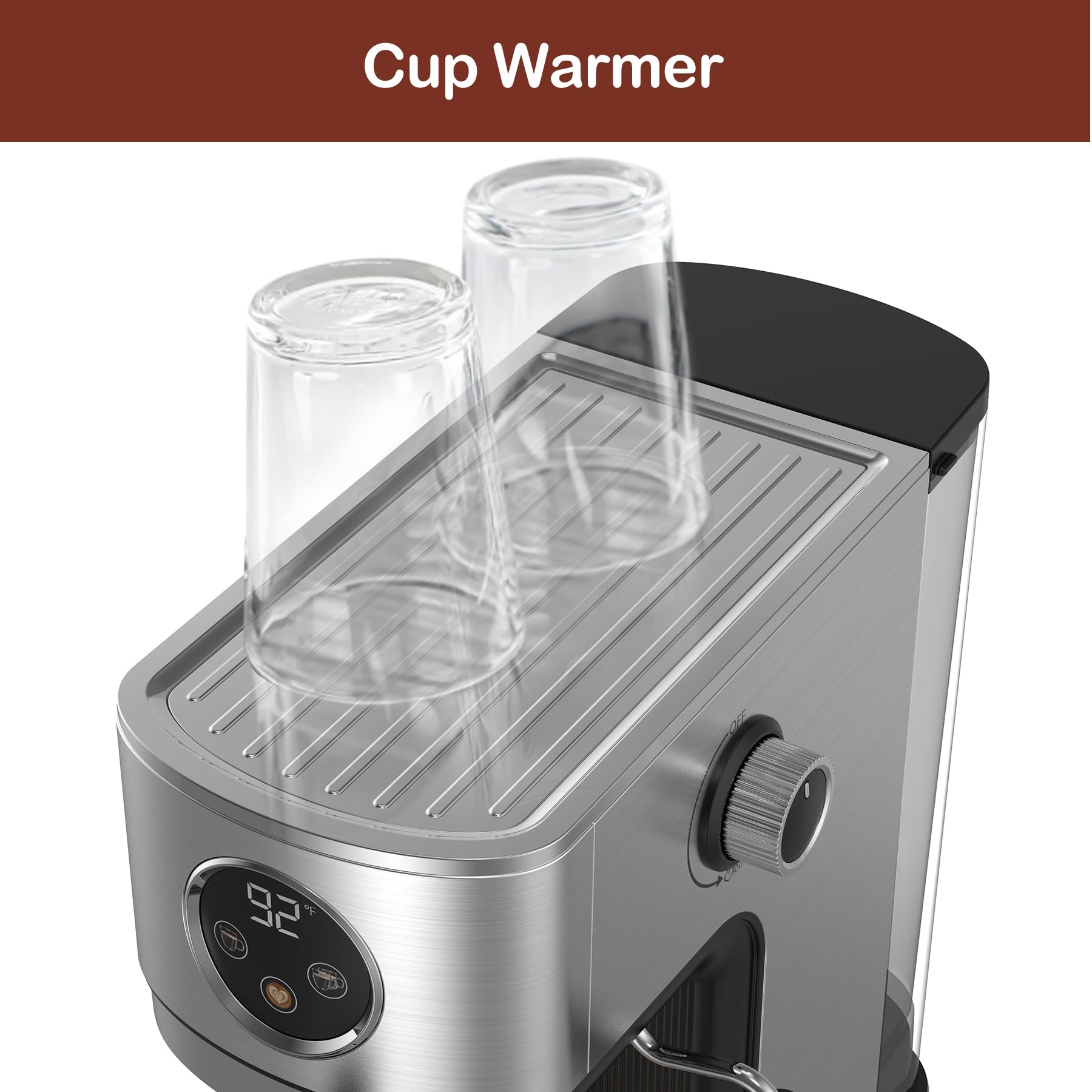 VEGETA 20 Bar Espresso Machine with Milk Frother - 1350W Compact Stainless Steel Coffee Maker for Cappuccino, Latte - Perfect for Home, Office & Small Spaces