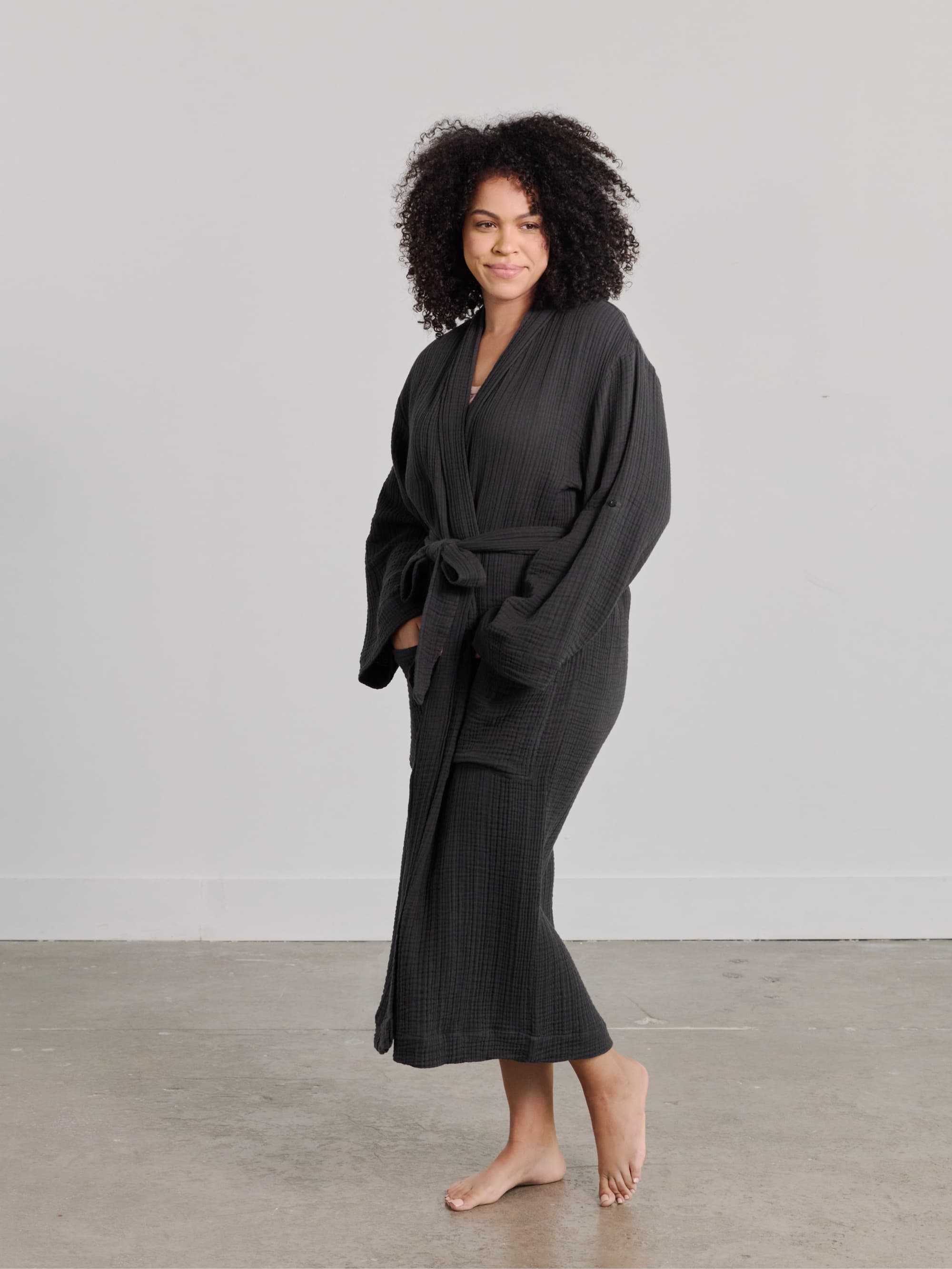 Organic Cotton Robe for Women - Soft & Breathable Bathrobe with Pockets - Perfect for Spa, Lounge & Home Relaxation