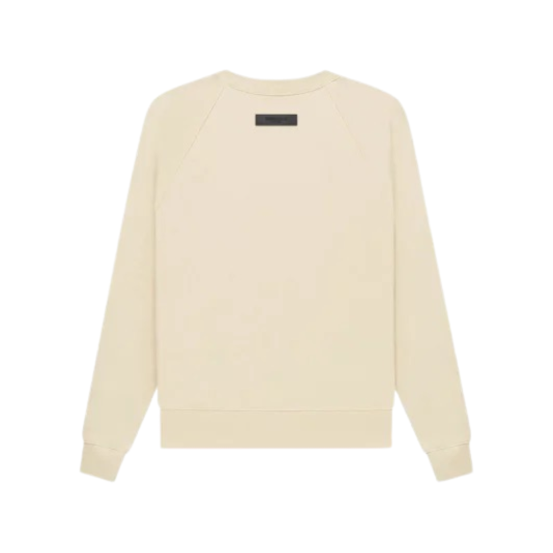 Fear of God Essentials Logo Flocked Crewneck Sweater in Eggshell - Stylish & Comfortable for Casual Wear & Street Fashion
