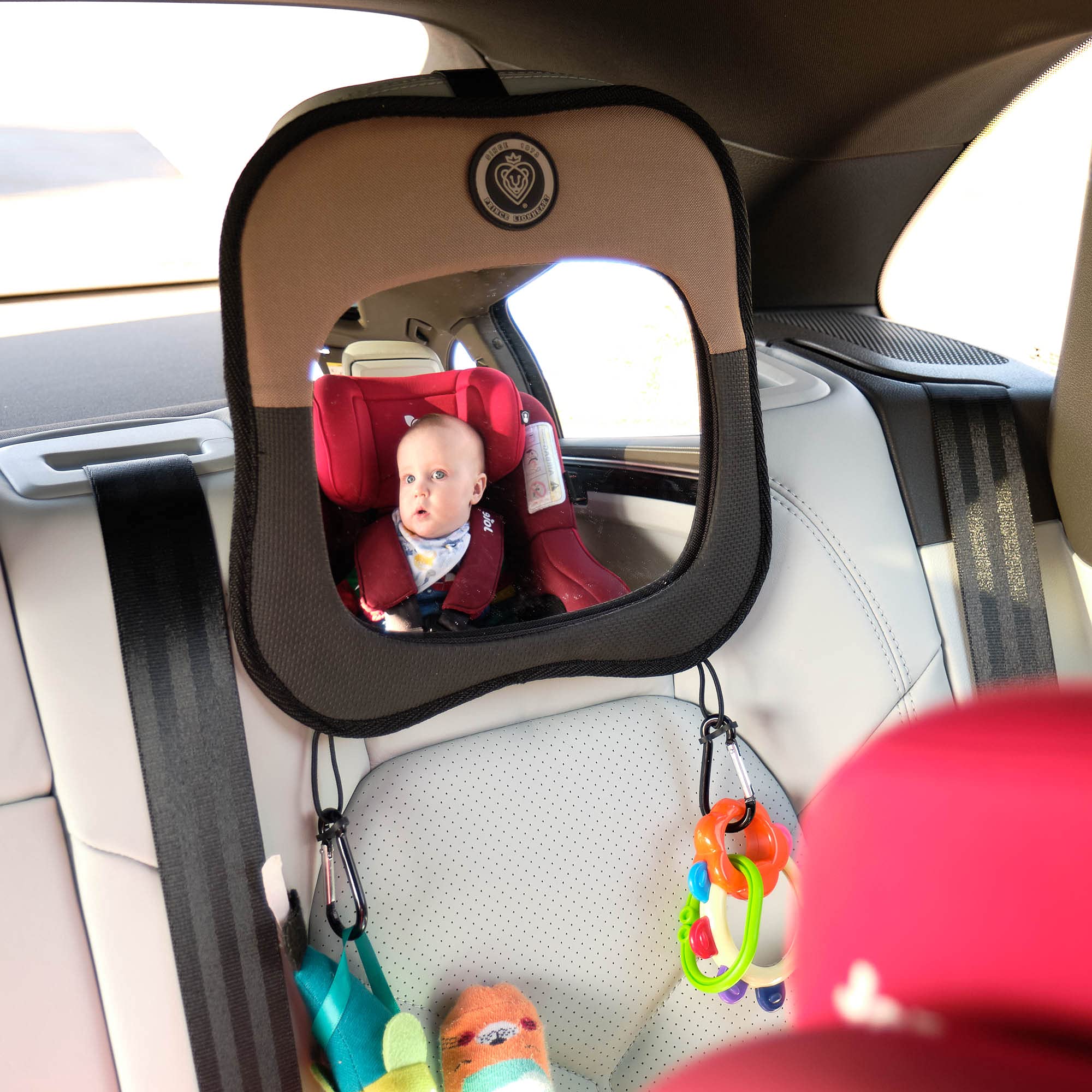 Prince Lionheart Child View Mirror for Cars - Rear Seat Baby Safety Mirror, Black - Perfect for Parents to Monitor Infants & Toddlers While Driving
