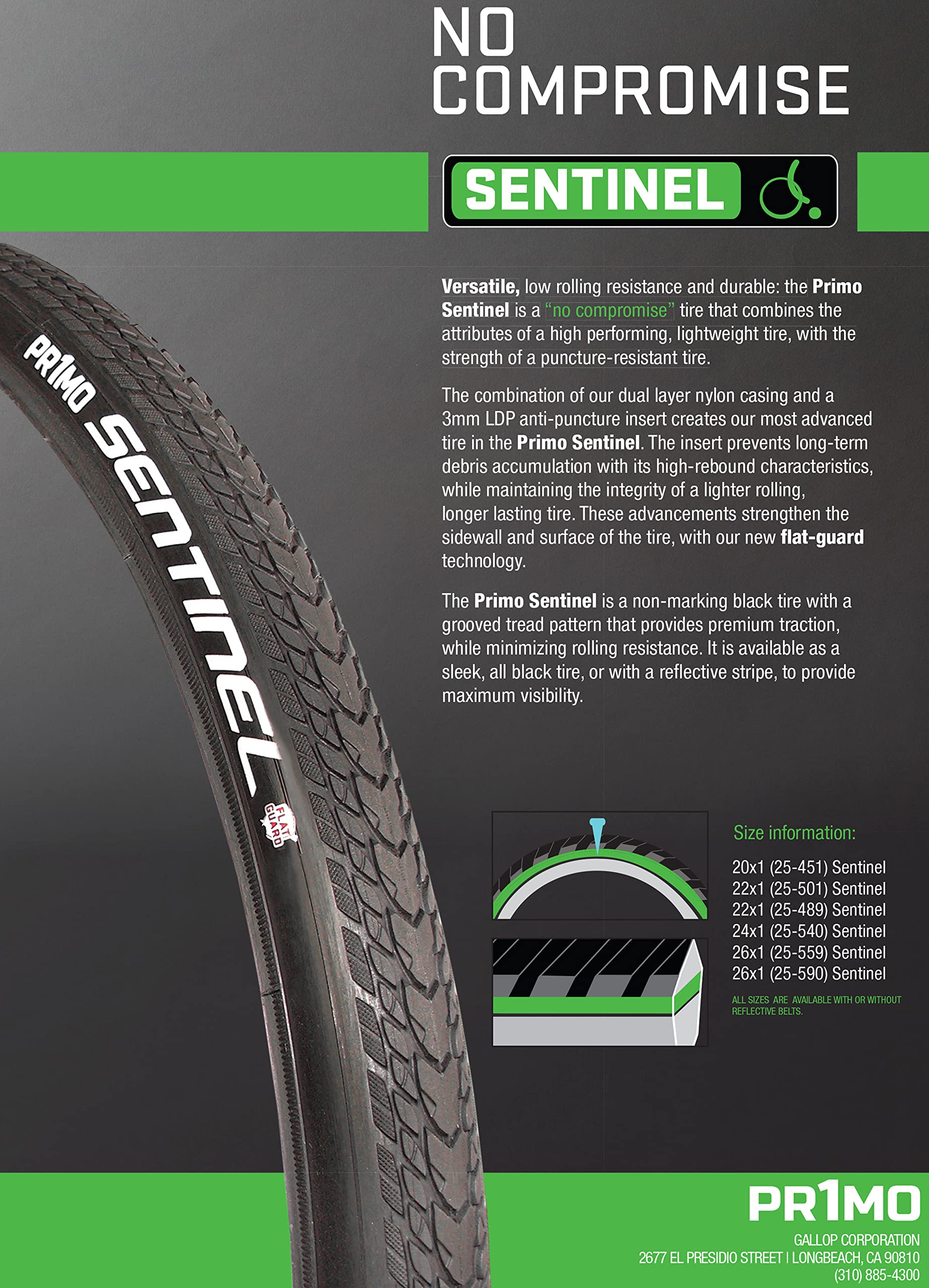Primo Sentinel AIR/PNEUMATIC Wheelchair Tires 26