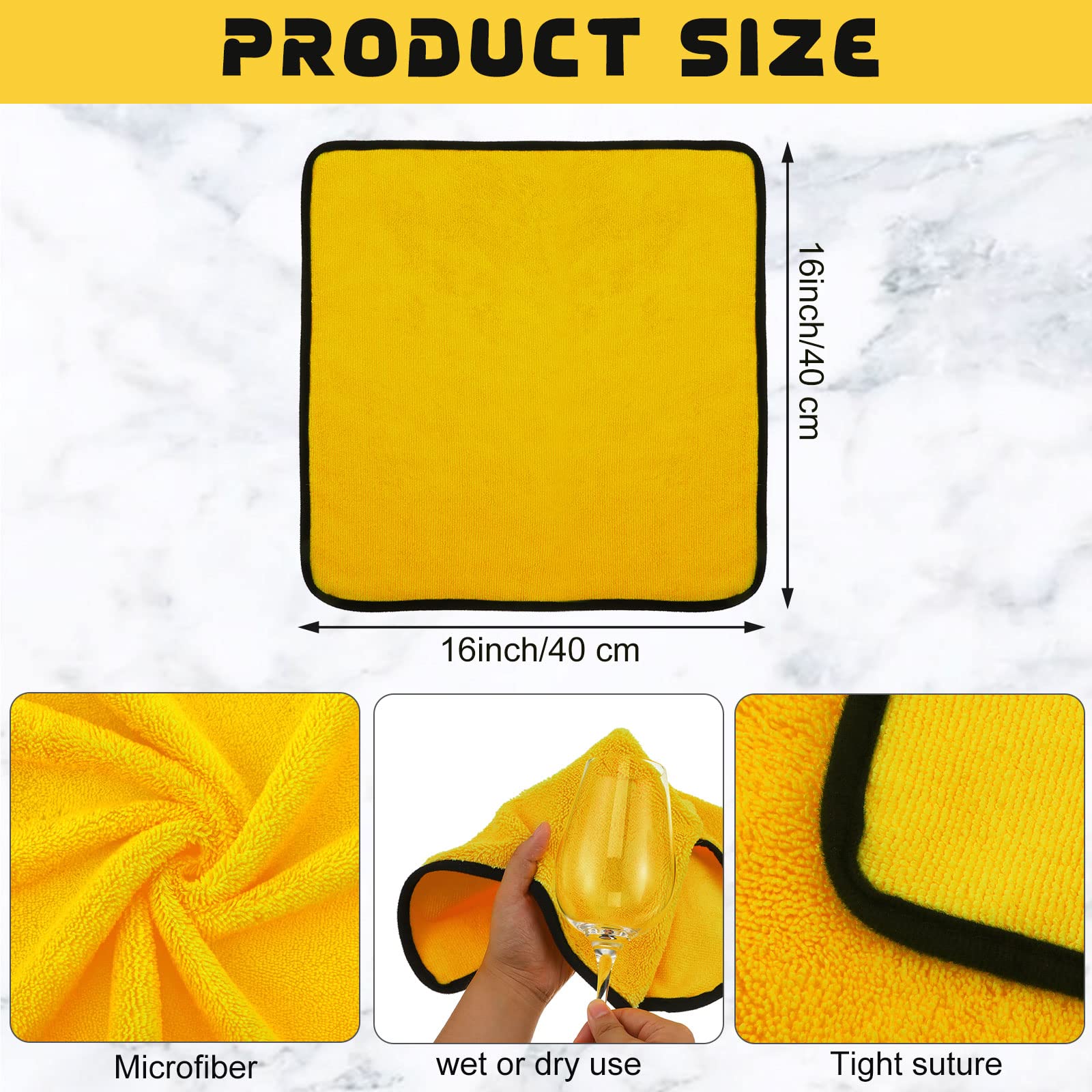 Tallew 40-Pack Premium 16x16 Inch Microfiber Cleaning Towels - Super Absorbent Car Drying, Polishing & Window Cleaning Cloths for Auto Detailing, Office & Household Use (Gold)