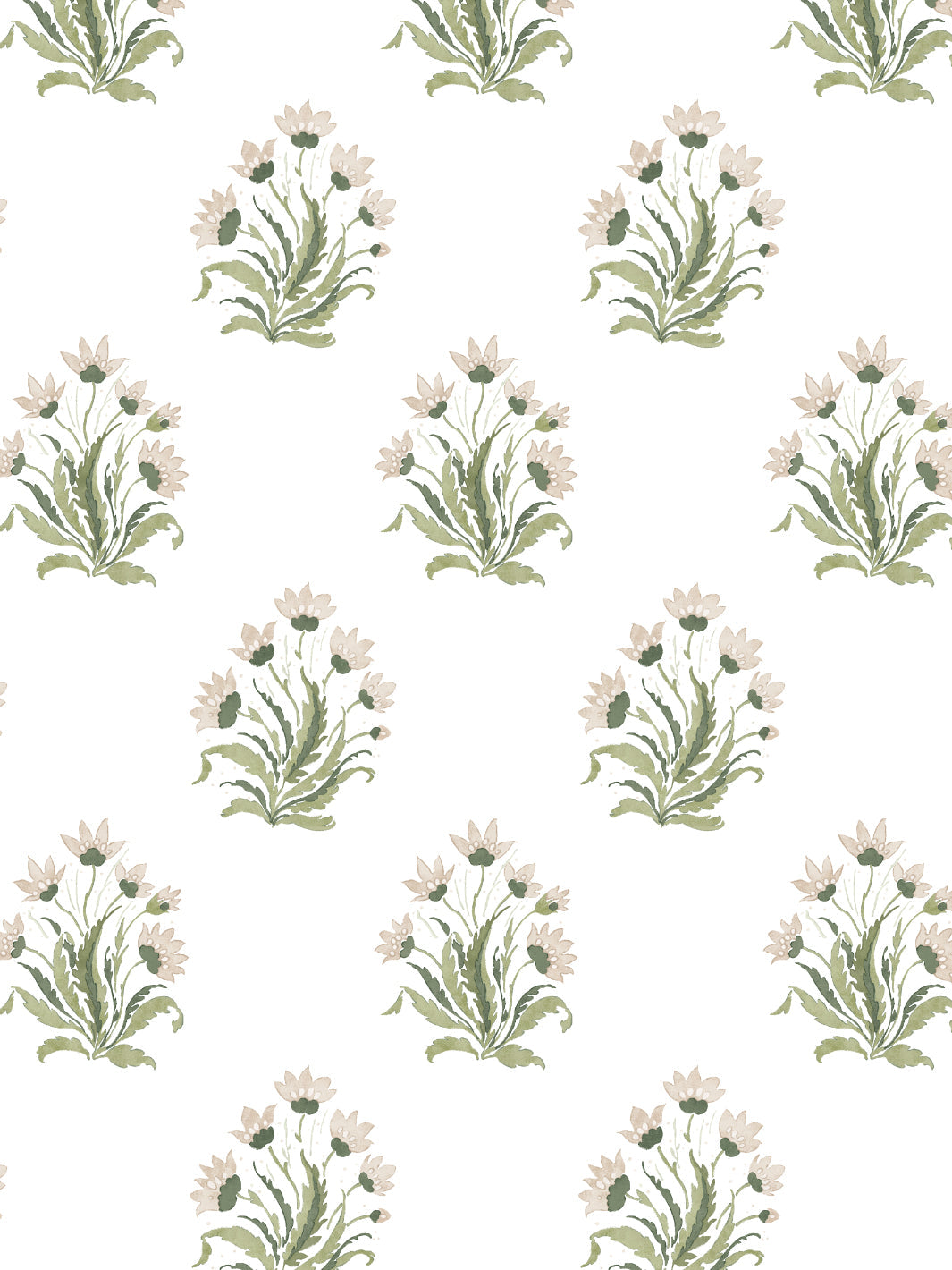 Nathan Turner Hillhouse Block Print Small Wallpaper - Neutral Green | Vintage-Inspired Peel & Stick Wallpaper for Bedroom, Living Room, and Home Office Decor