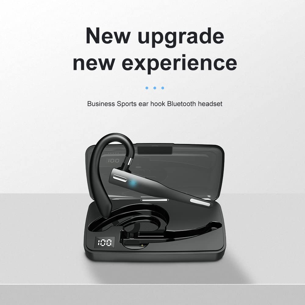 Wireless Earbuds with Noise Cancelling, Flexible Ear Loop Design & LED Charging Case - 72H Talk Time Bluetooth Headset for iPhone Android (Business, Driving, Office Use)