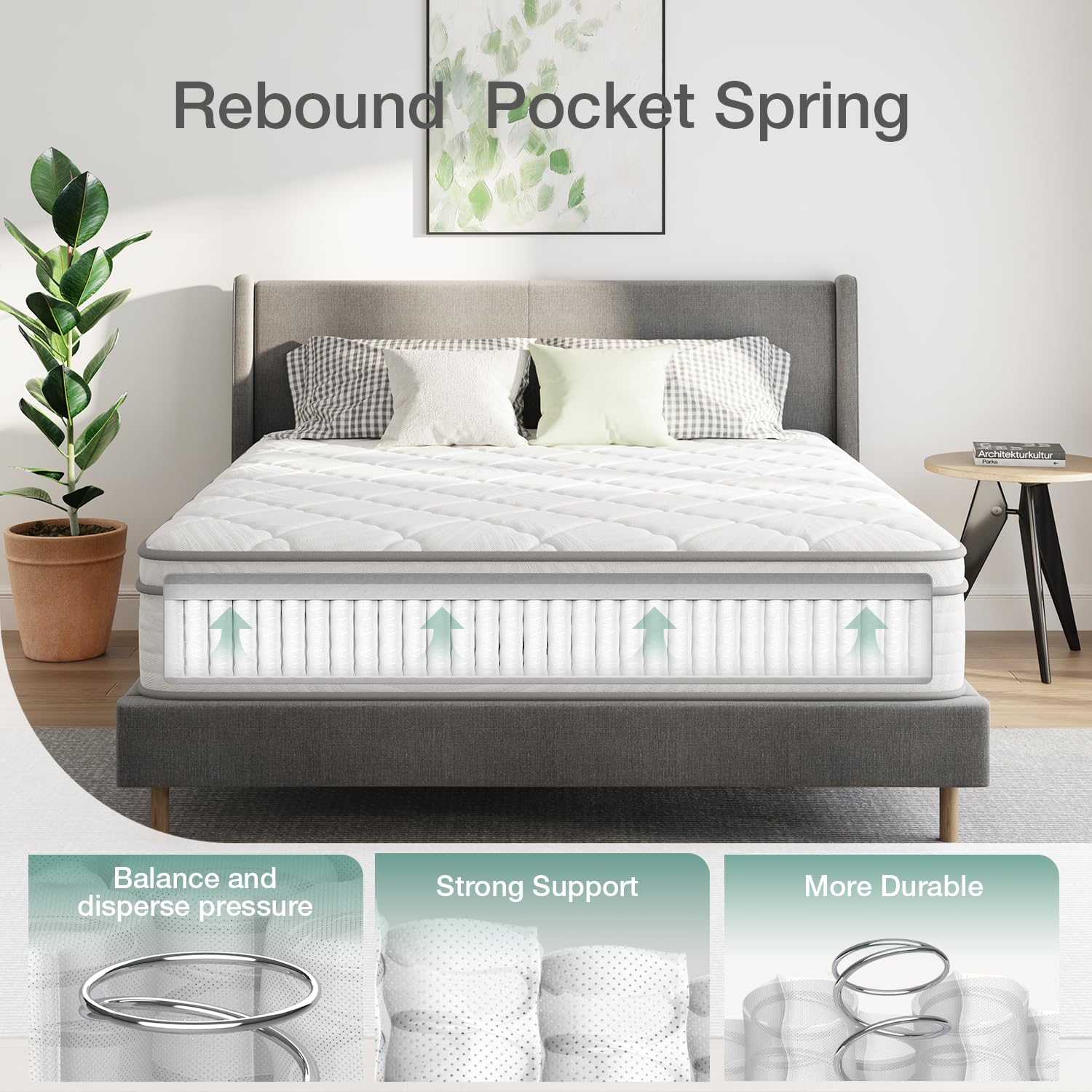 Novilla 10 Inch Queen Size Hybrid Mattress - Gel Memory Foam & Pocket Springs for Back Pain Relief - CertiPUR-US Certified - Perfect for Bedroom, Guest Room & RV Use
