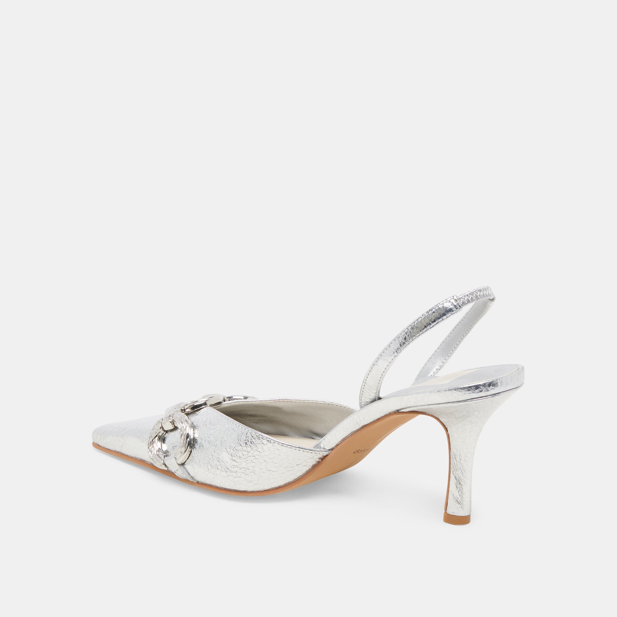 HAYLEE Women's Silver Distressed Leather Heels - Stylish High Heel Pumps for Party, Wedding & Evening Events