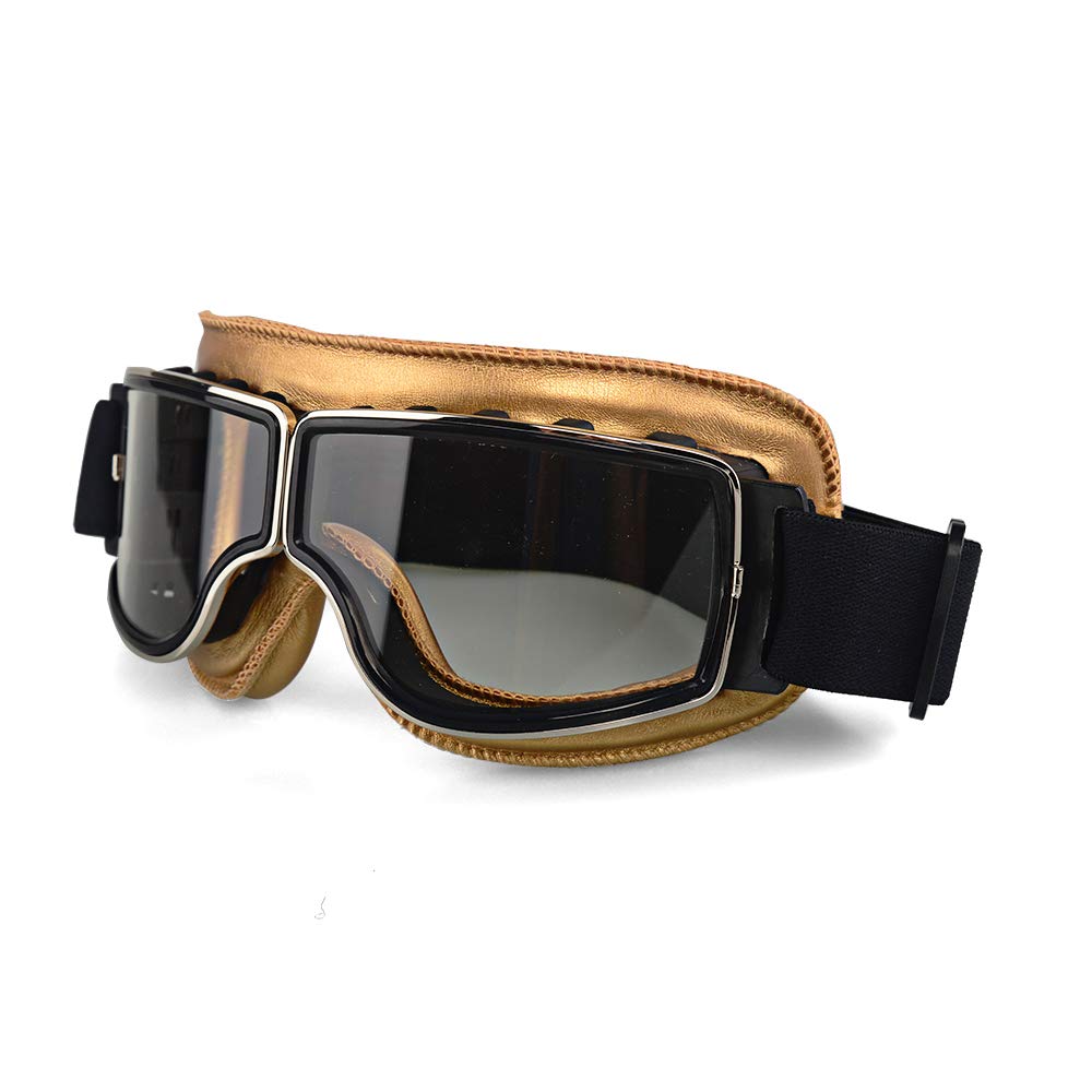 Vintage Motorcycle Goggles for Men & Women - Aviator Style for Scooter & Snowmobile Riding