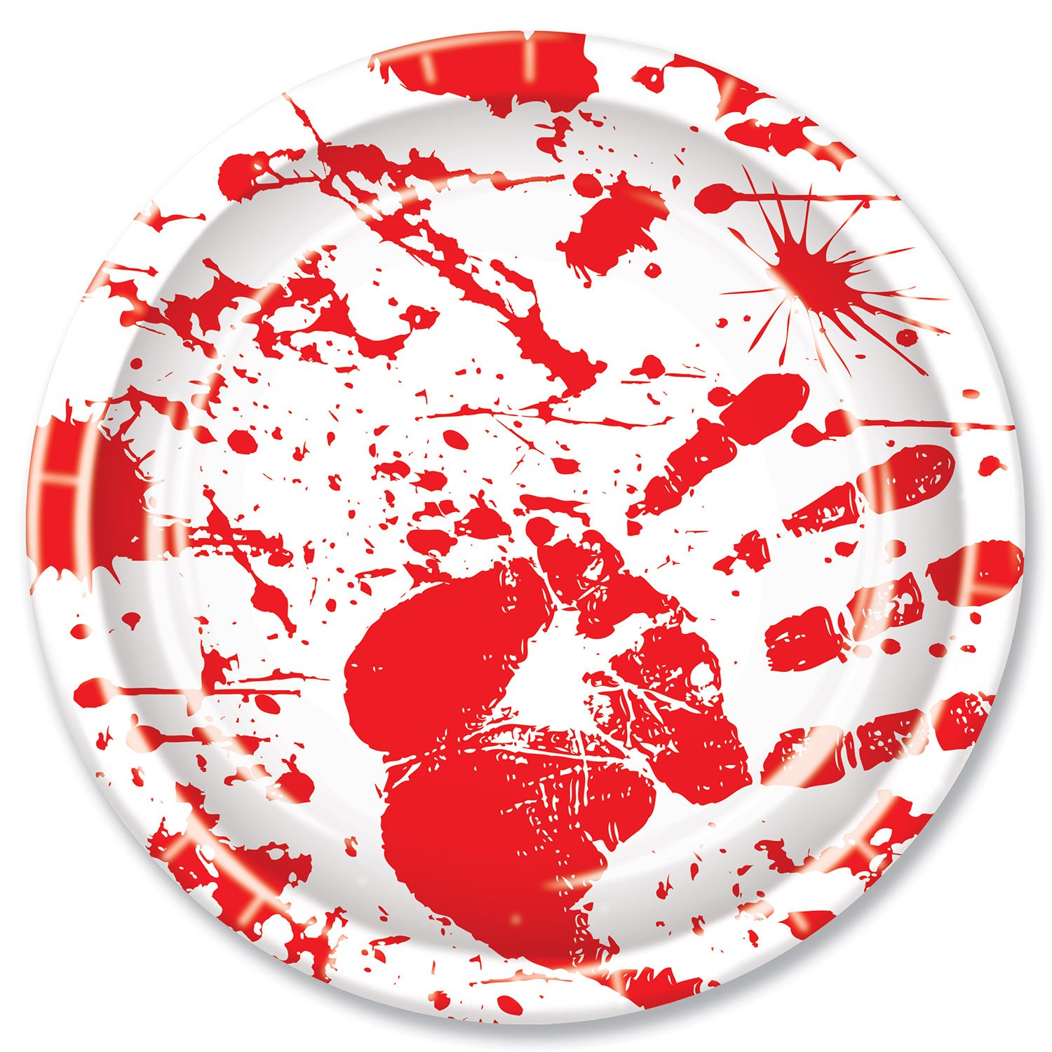 Beistle Bloody Handprints 9 Inch Halloween Party Plates - Scary Decorations for Spooky Parties, Haunted Houses & Horror Movie Nights