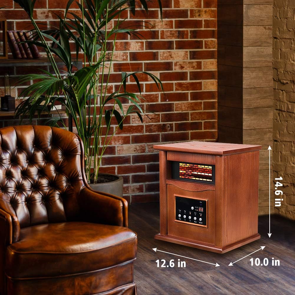 1500W Electric Infrared Space Heater with Remote Control - Quartz Indoor Heater with Tip-Over & Overheat Protection, 3 Heat Settings & 12H Timer - Perfect for Large Rooms, Basements, Offices & Winter Home Heating