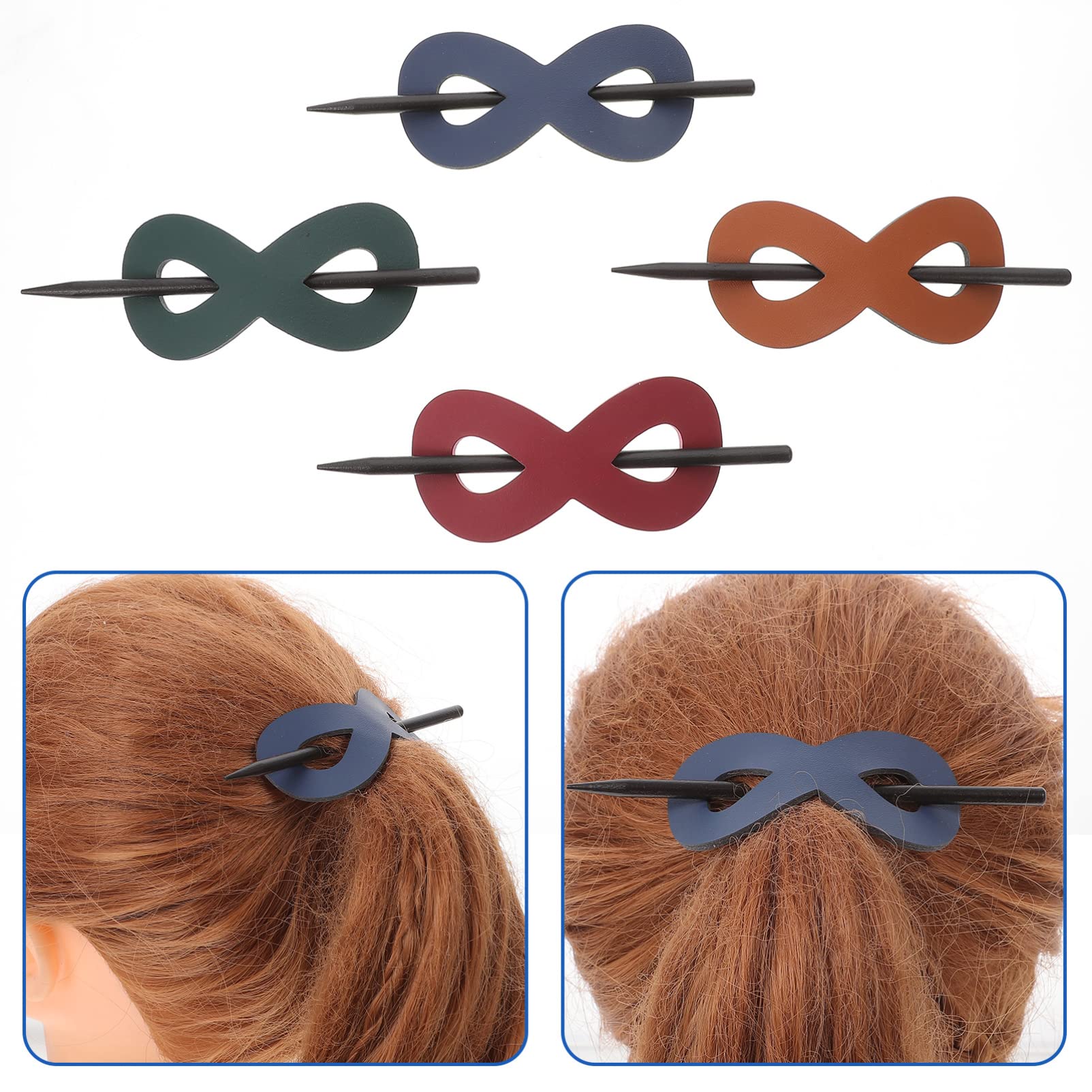 4pcs Leather Hair Clips for Women - French Barrette Hair Accessories, Oval Shape PU Leather Slide Barrettes - Perfect for Weddings, Parties & Everyday Styling
