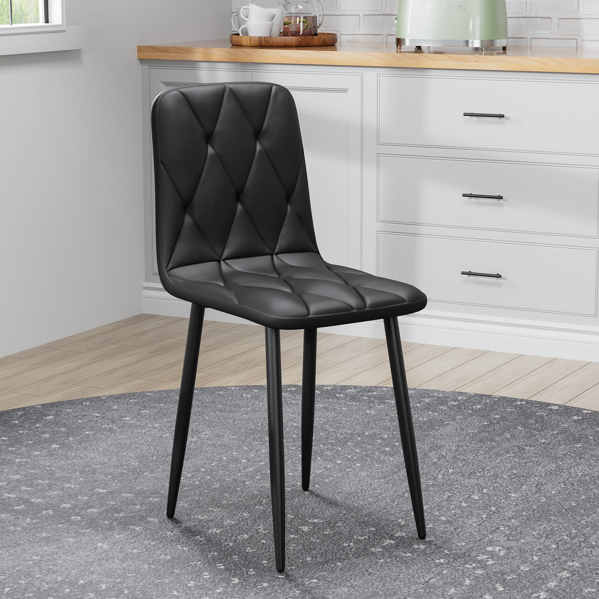 4 Pack Modern PU Upholstered Dining Chairs with Cushioned Seats & Sturdy Metal Legs - Elegant Kitchen & Dining Room Furniture for Home, Restaurant, or Office Use