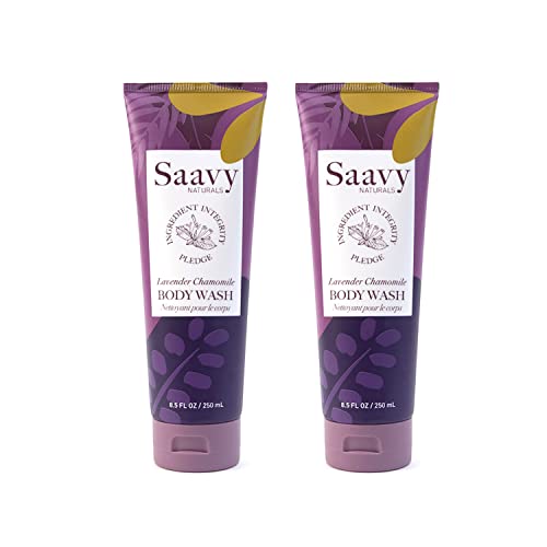 Saavy Naturals Lavender Chamomile Body Wash for Women & Men - 8.5 oz (Pack of 2) | Soothing Scented Shower Gel for Relaxation & Stress Relief | Perfect for Daily Use & Spa Nights