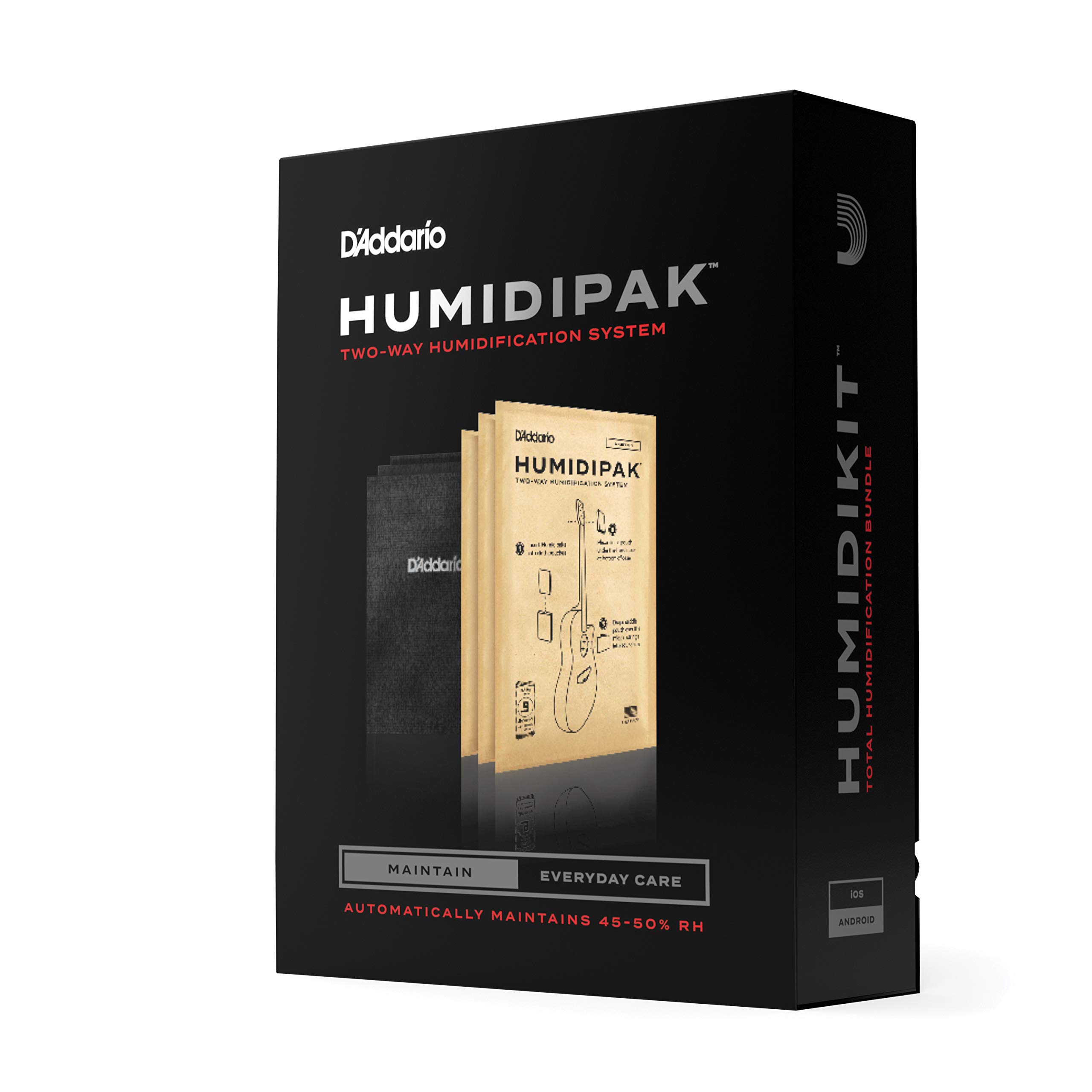 D'Addario Guitar Humidifier System - Automatic 2-Way Humidity Control with Humidipak | Maintenance-Free Guitar Care Kit for Acoustic & Electric Guitars | Perfect for Home, Studio & Travel Use