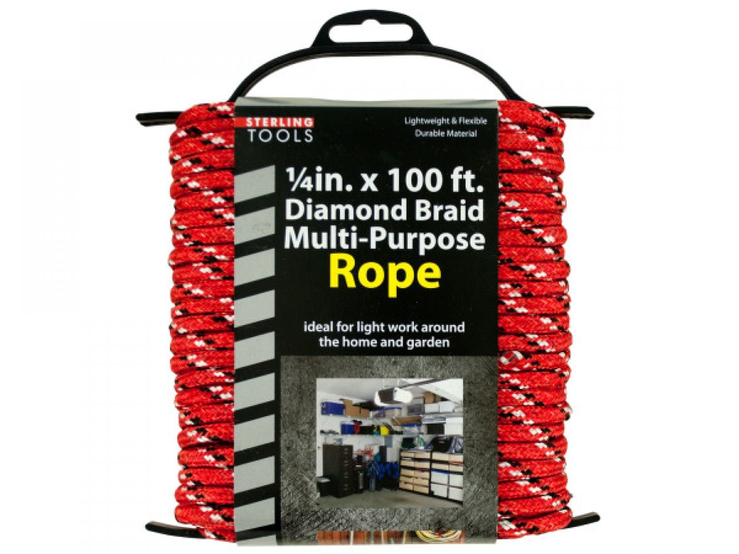 Premium Sterling Diamond Braid Multi-Purpose Rope with Holder - 4-Pack Heavy Duty Nylon Rope for Camping, Boating, DIY & Home Improvement - Durable Hardware Rope for Outdoor Activities & Crafts