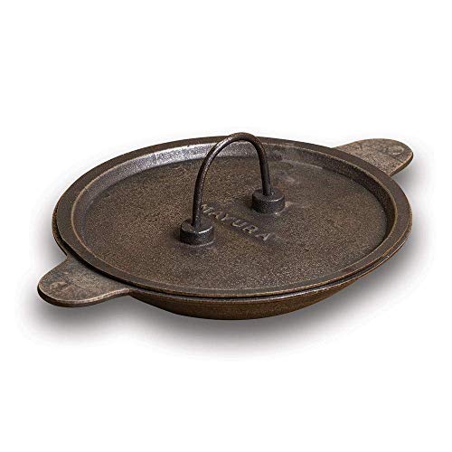 Pre-Seasoned 8.5-Inch Cast Iron Appam Pan with Lid - Traditional Greyish Black Iron Appa Chatti for Making Soft Rice Pancakes - Perfect for South Indian Breakfast, Kerala Cuisine & Home Cooking