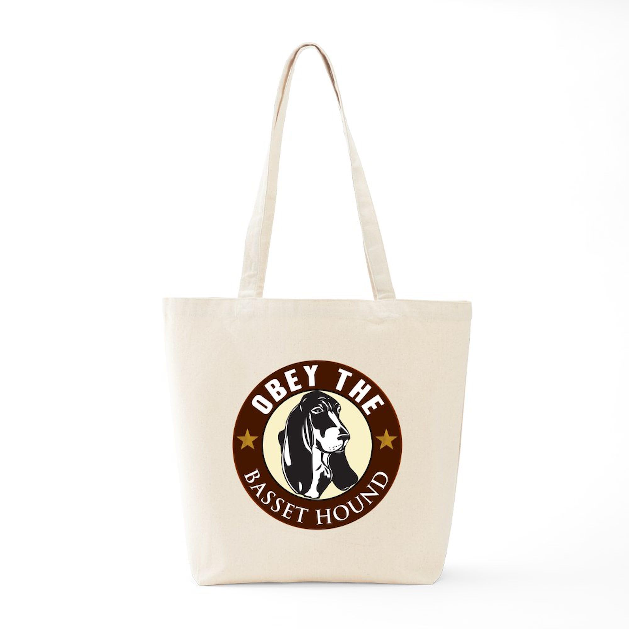 Obey The Basset Hound Natural Canvas Tote Bag - Eco-Friendly Reusable Shopping Bag for Groceries, Beach & Daily Use