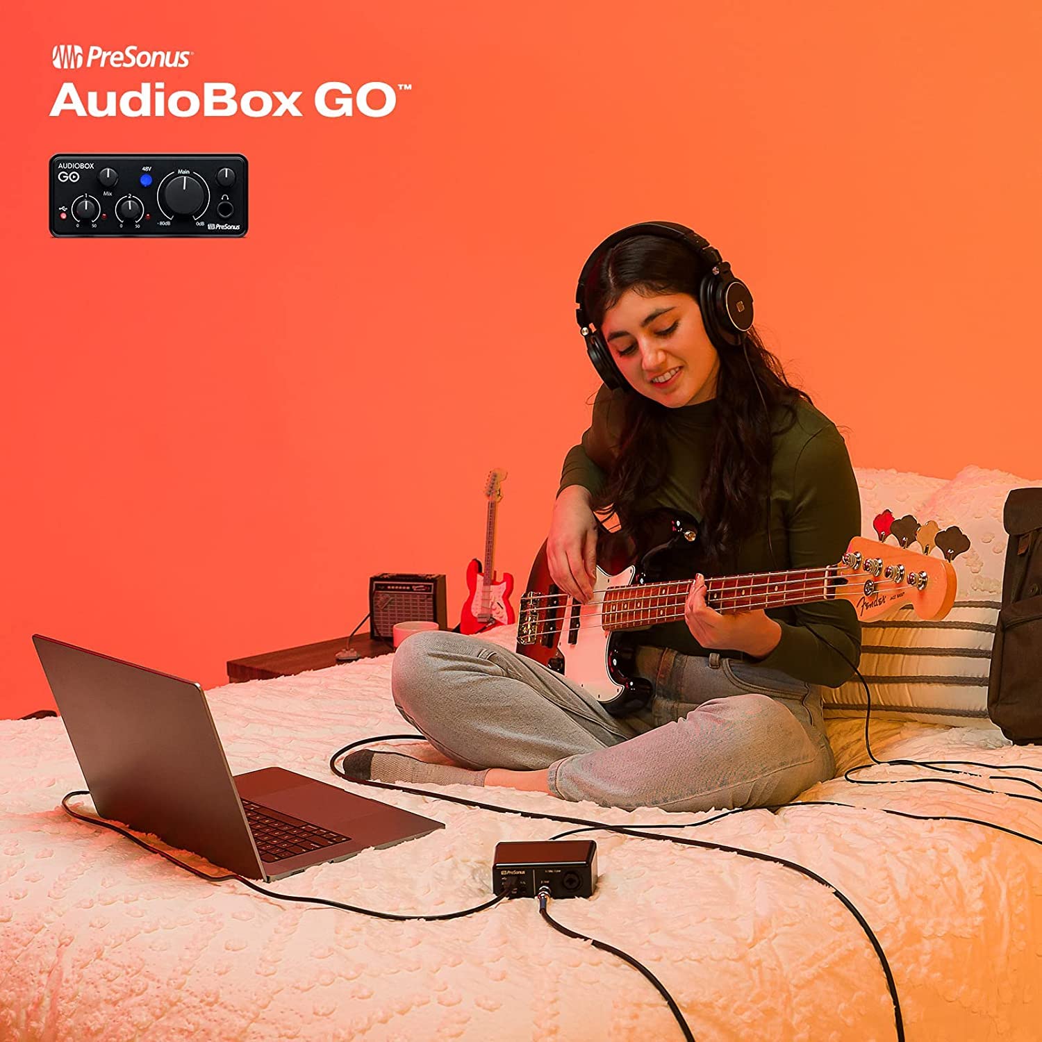 PreSonus AudioBox GO USB-C Audio Interface for Music Recording & Production - Includes Studio One Prime DAW Software, Virtual Instruments & LyxPro Condenser Mic - Perfect for Home Studios, Podcasting & Live Streaming
