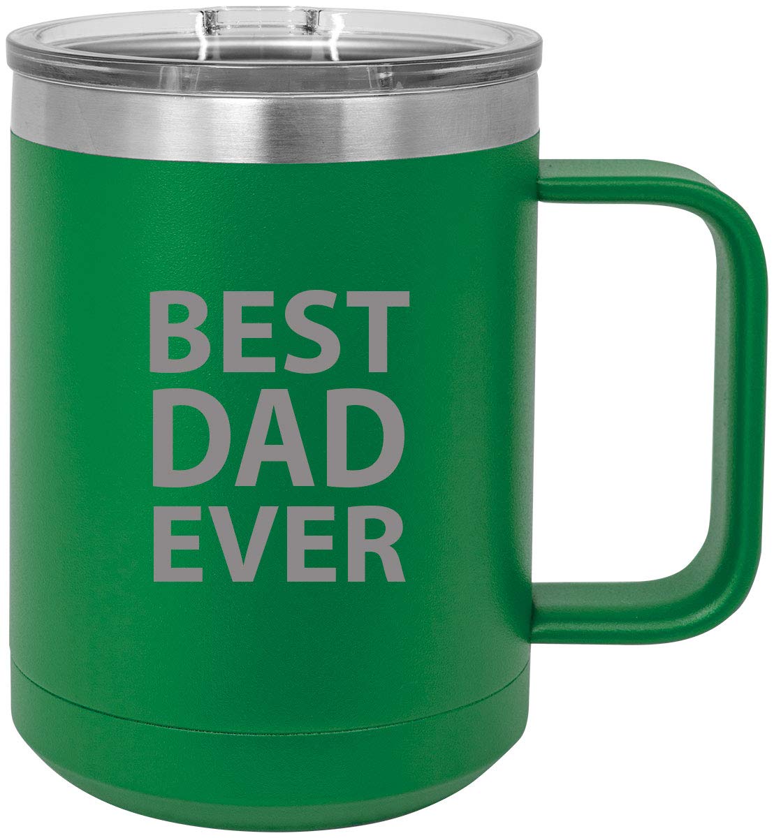 Best Stainless Steel Vacuum Insulated 15oz Travel Coffee Mug with Slider Lid - Perfect Gift for Dad, Fathers Day, Office & Commuting - Keeps Beverages Hot/Cold for Hours - Green