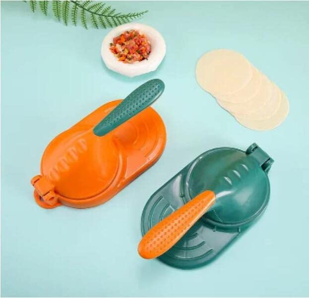 Manual Dumpling Maker & Tortilla Press - Handheld Mini Pie & Ravioli Dough Press Machine for Homemade Dumplings, Pancakes, Empanadas - Perfect for Asian & Mexican Cuisine (Green)