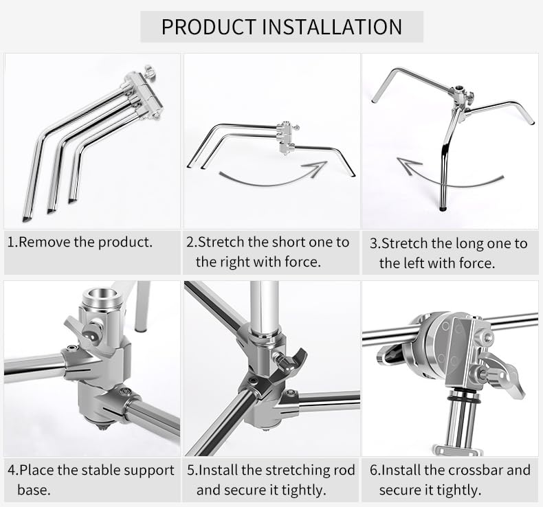 Heavy Duty Adjustable C Stand with Boom Arm & Wheels - 10.8ft (330cm) Max Height, 100% Stainless Steel Photography Light Stand for Studio Video & Photo Shooting - Perfect for Professional Photographers, Videographers, and Content Creators