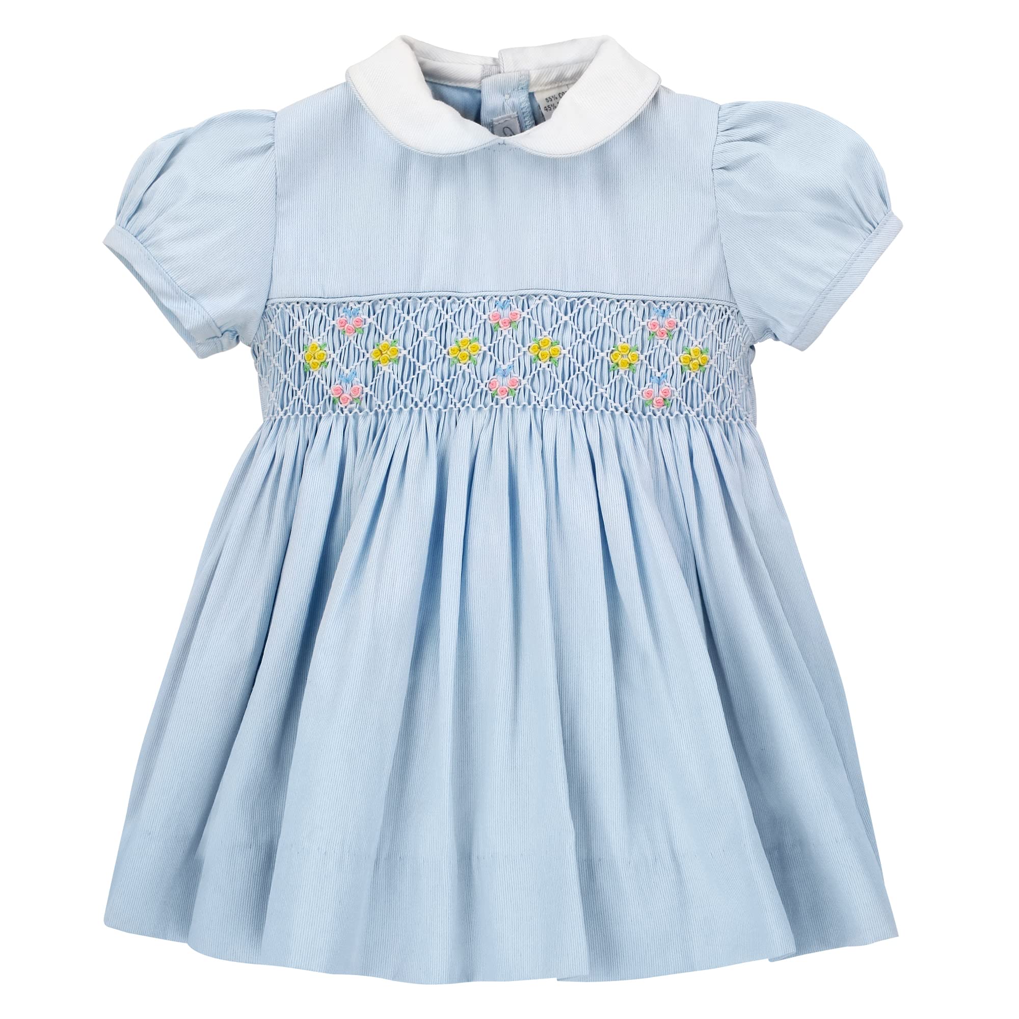 Carriage Boutique Girls' Floral Smocked Dress - Pink & Blue Pique Cotton Short Sleeve Summer Dress for Toddler Girls | Perfect for Birthday Parties, Easter, and Special Occasions