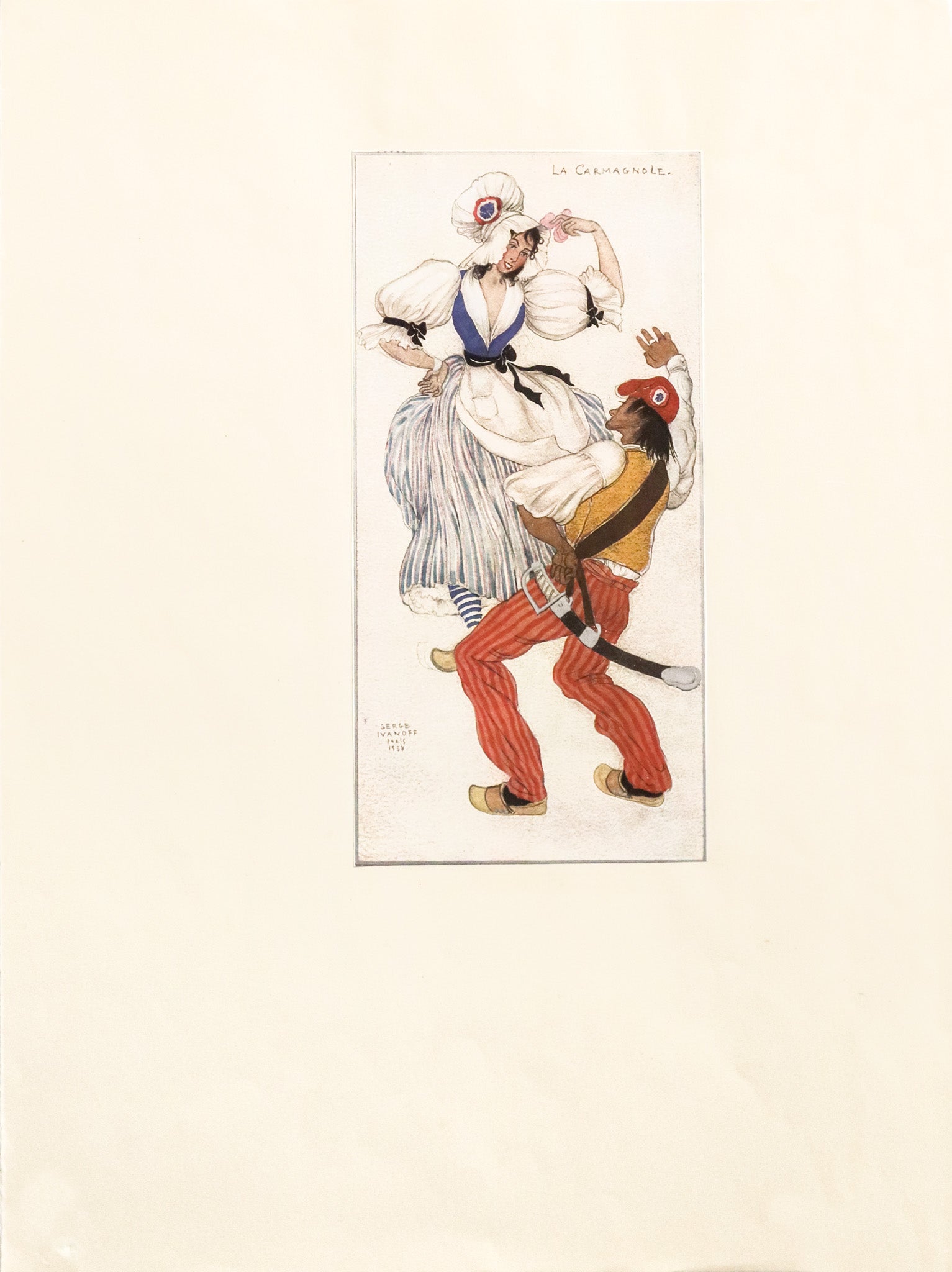 Vintage 1937 French Dance Poster - La Carmagnole by Ivanoff | Art Deco Wall Decor for Living Room, Bedroom & Office