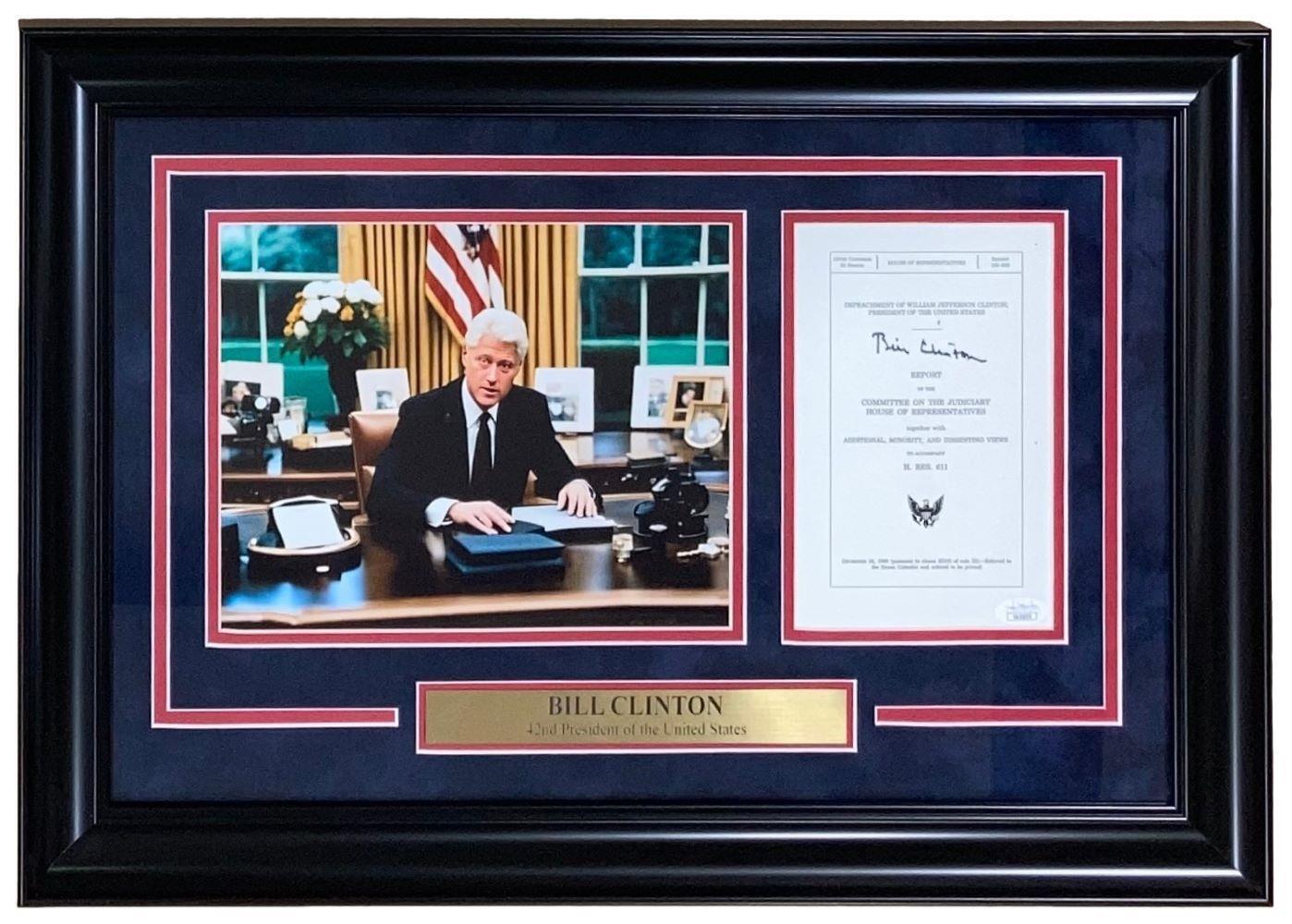 Authentic Bill Clinton Signed Framed Impeachment Letter with Monica Lewinsky - JSA Certified | Political Memorabilia, Historical Collectible for Presidential History Enthusiasts